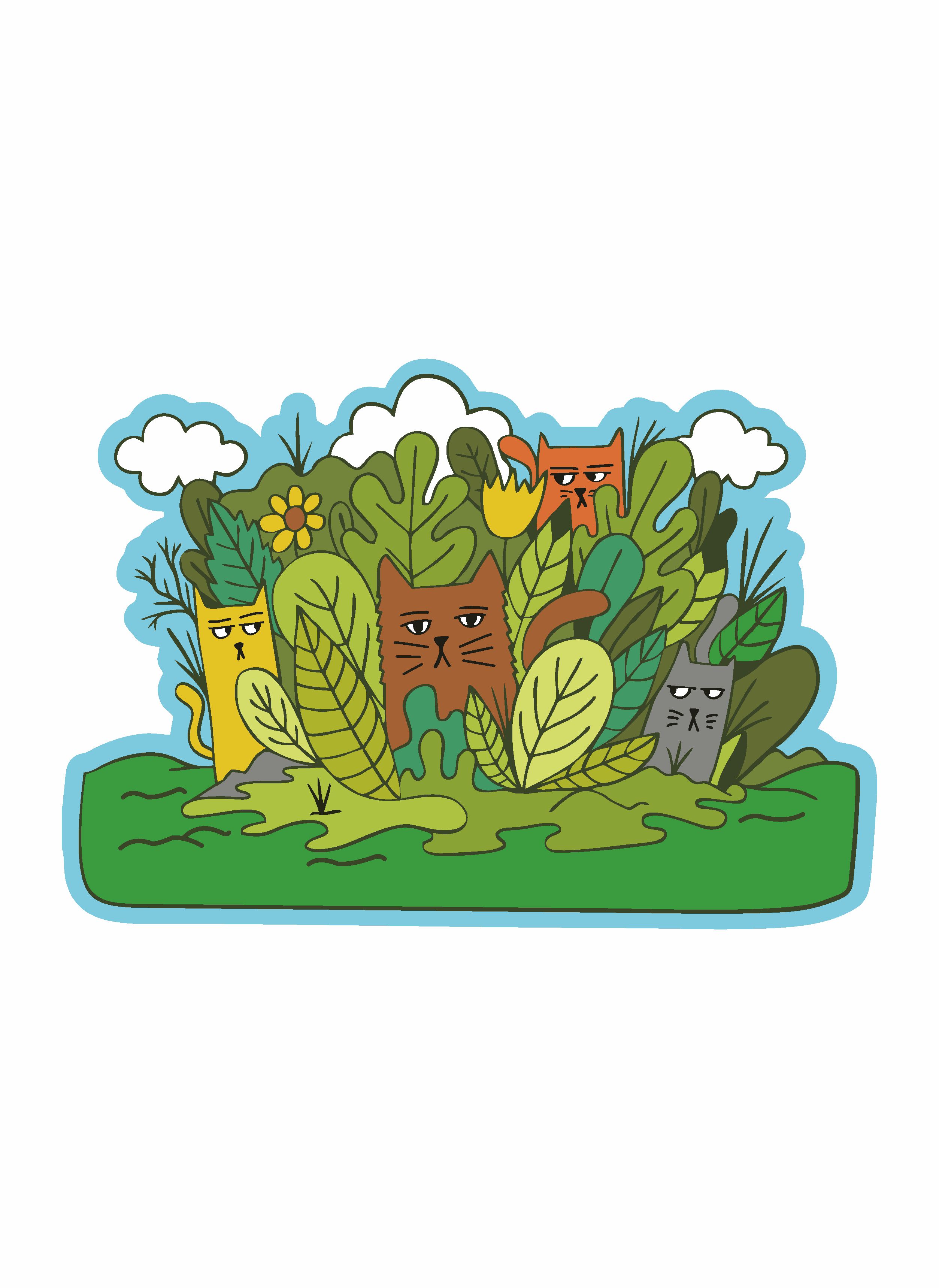 Kedi̇ Ai̇le Kedi̇gi̇ller Sti̇cker Araba Oto Motosi̇klet Karavan 02504 12X8 Cm 