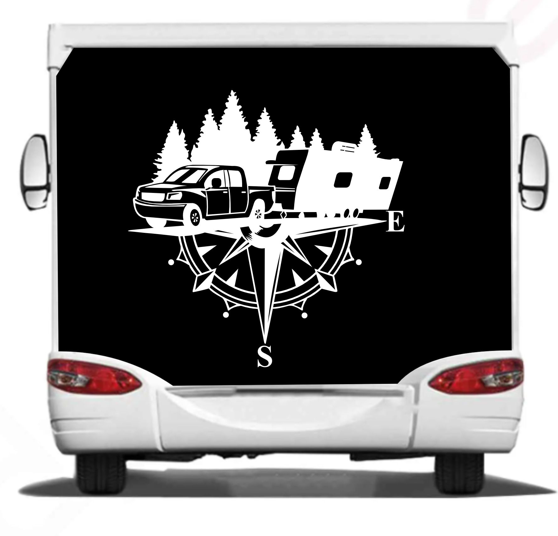 Pusula Ve Karavan Sti̇cker, Kamp Kampçı Doğa, Araba Oto Pi̇ckup Karavan Sti̇cker 02518 40X40 Cm 