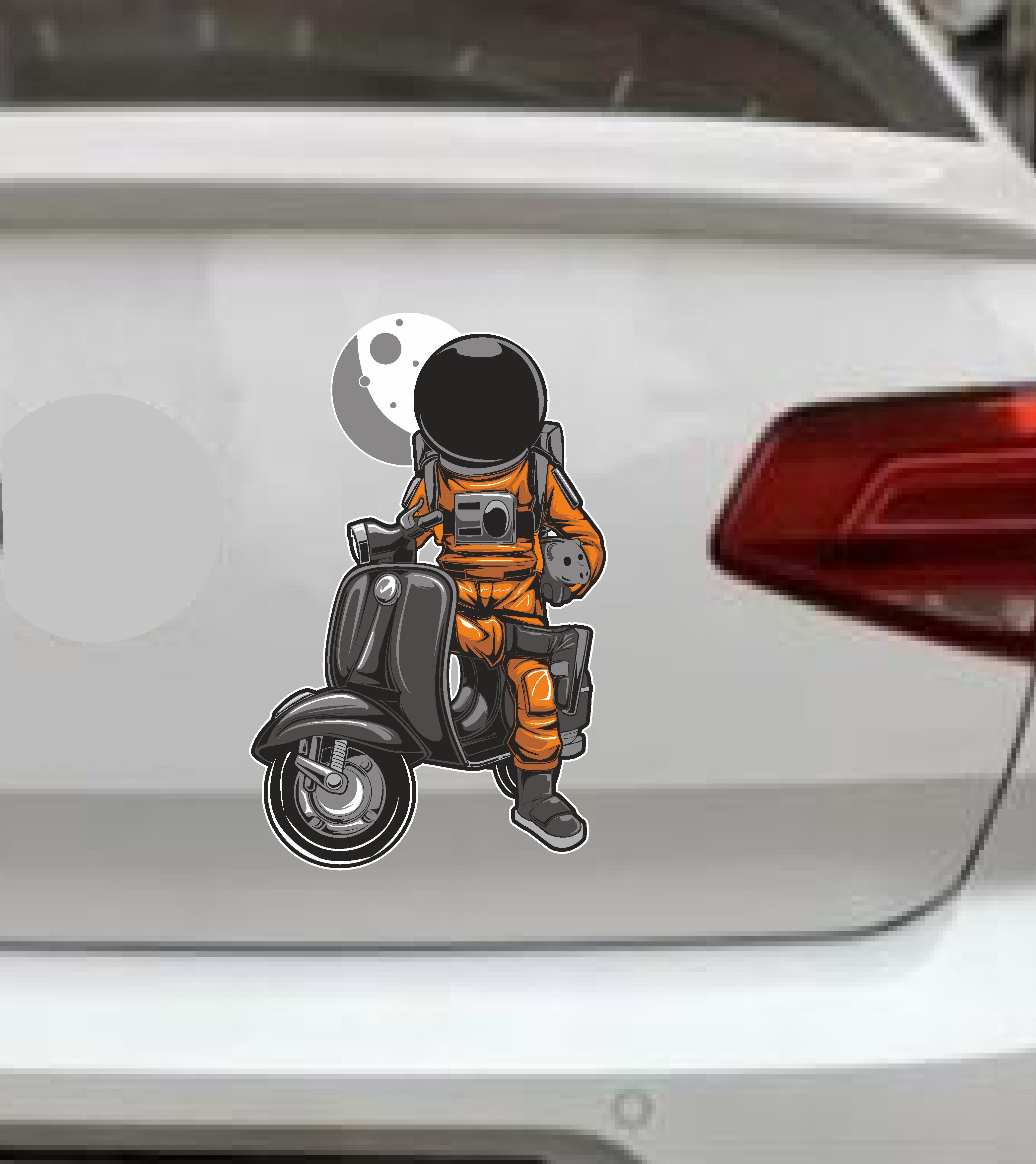 Astronot Uzay Sti̇cker - Araba Oto Motosi̇klet Cam Sti̇cker - 00056 12X8 Cm 