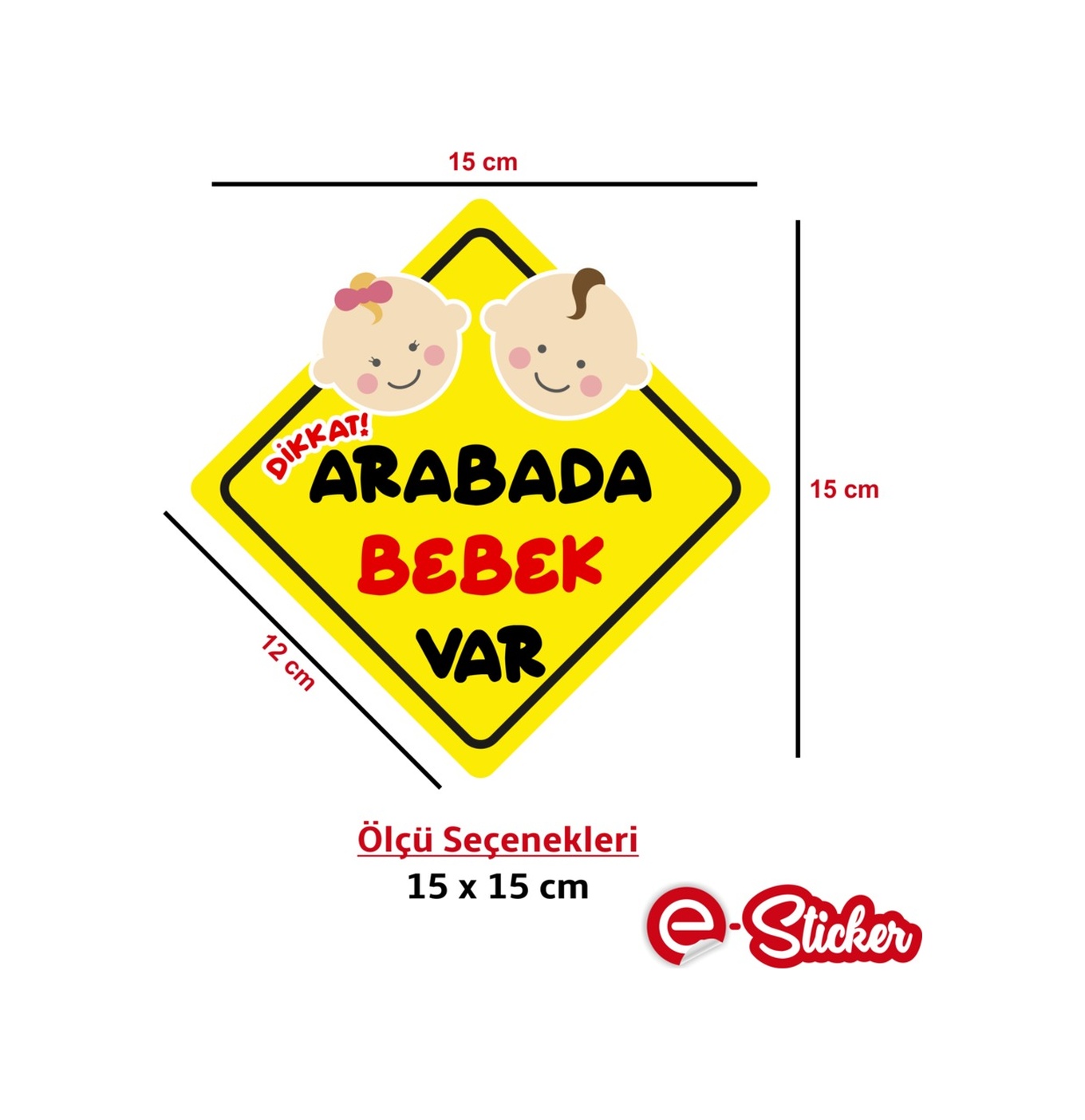 Arabada Bebek Var Oto Sti̇cker, Araba Cam Sti̇cker 15 X 15 Cm