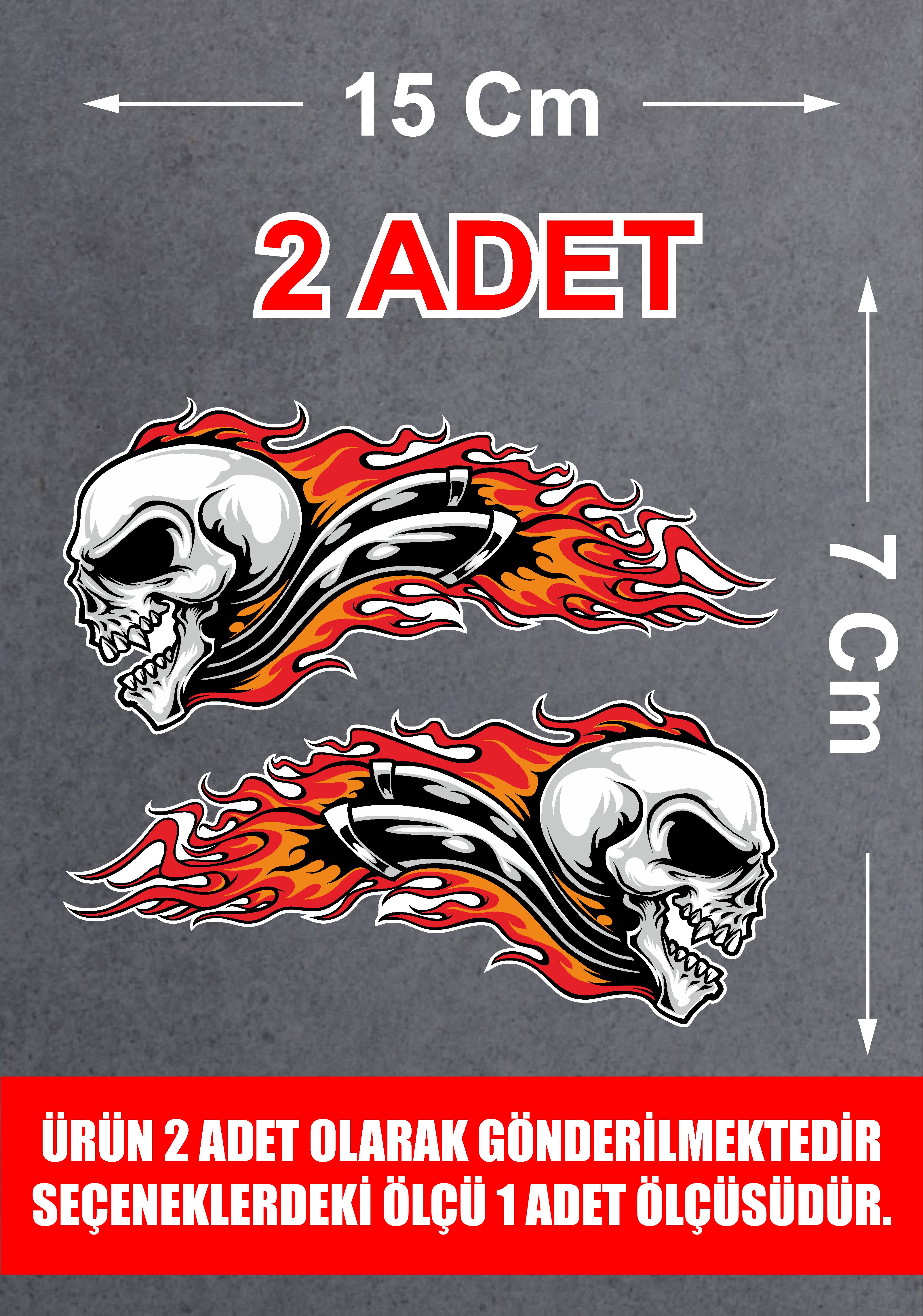 Alevli̇ Kurukafa Sti̇cker - Araba Oto Motosi̇klet Karavan Cam Sti̇cker - 00027 6X3 Cm