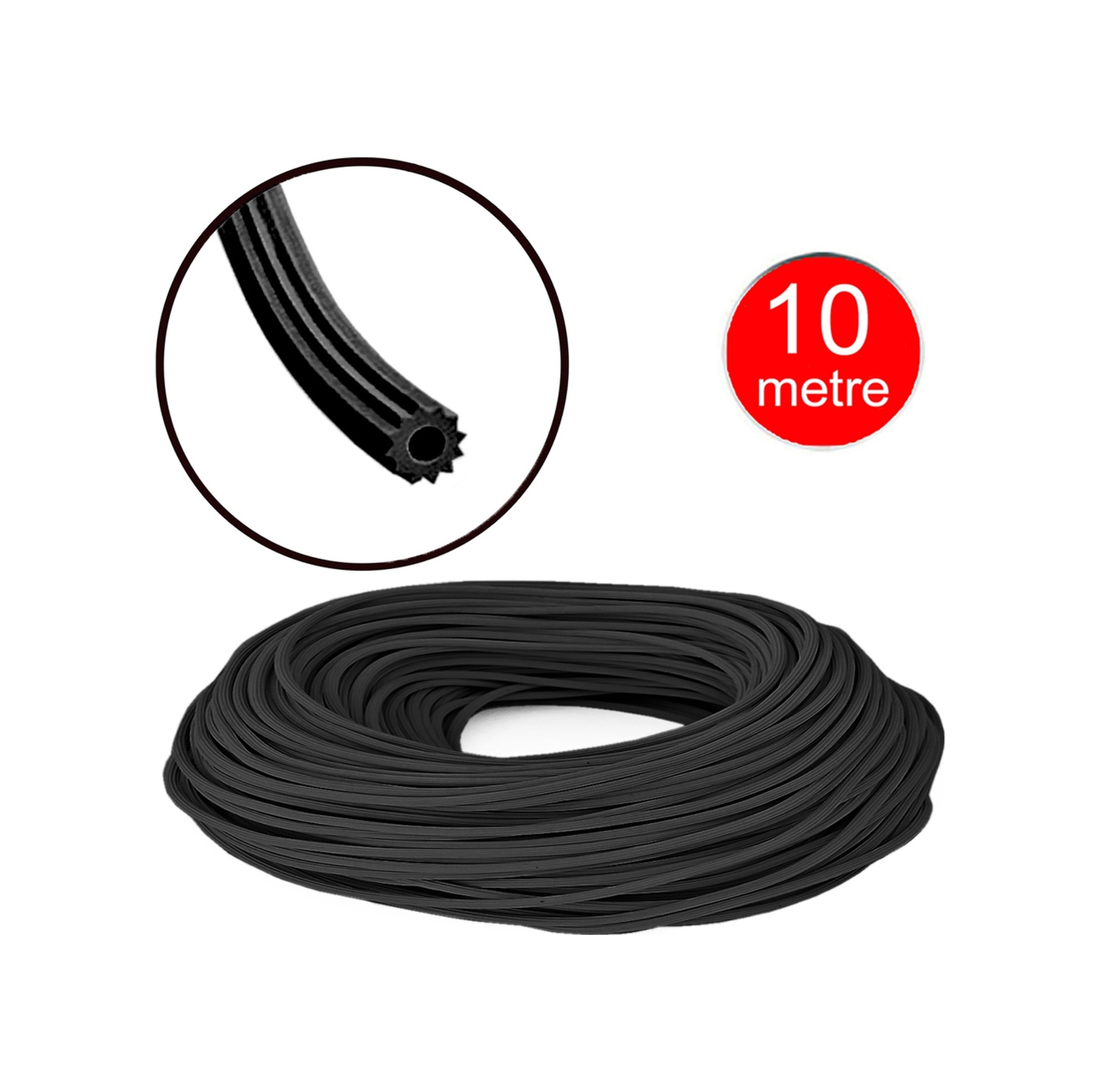 Alümi̇nyum Si̇nekli̇k Teli̇ Fi̇ti̇li̇ Si̇yah 5Mm Kapı Pencere Tül Sabi̇tleme Lasti̇k Contası -10 Metre 