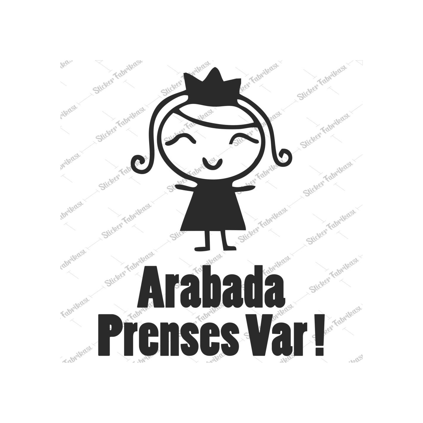 Arabada Prenses Var Araba Kaput Cam Kapı Sti̇cker 01295 12X9,5-Beyaz