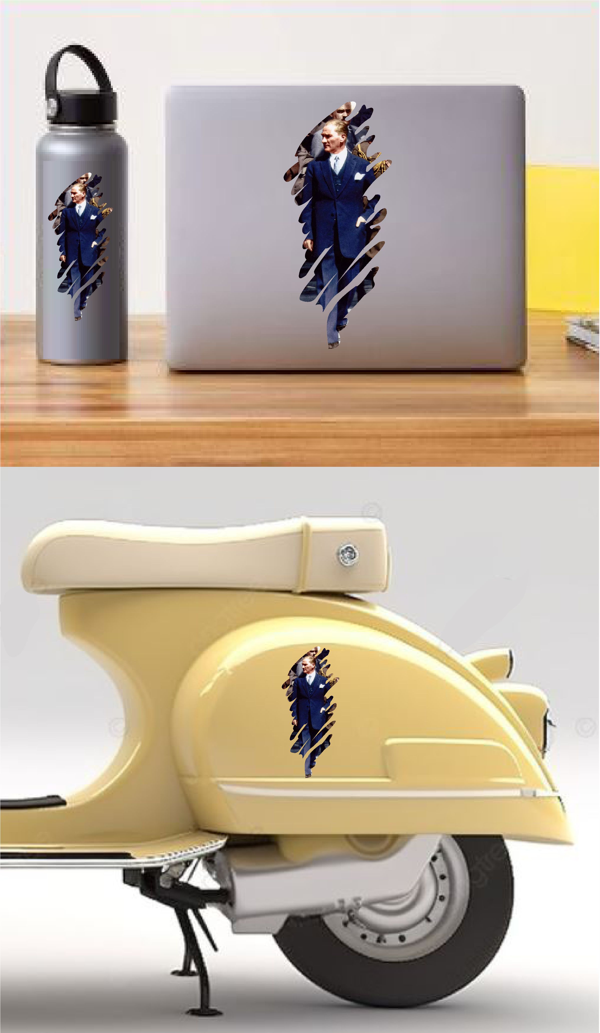 Mustafa Kemal Atatürk - Büyük Türk - Başbuğ - Türki̇ye Sti̇cker Araba Oto Motosi̇klet Karavan Sti̇cker 00322 12X5 Cm 