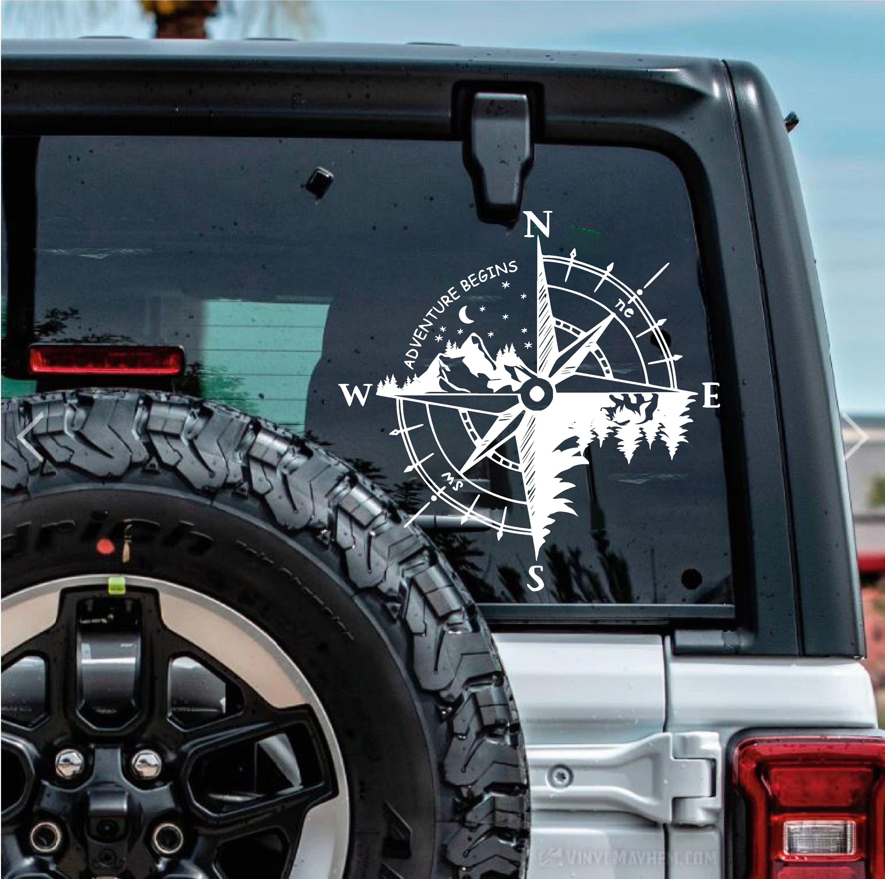 Pusula Kamp Ve Orman Sti̇cker - Araba Pi̇ckup Karavan Sti̇cker - 4X4 Off Road Kamp Adventure Sti̇cker - 00301 30X30 Cm 