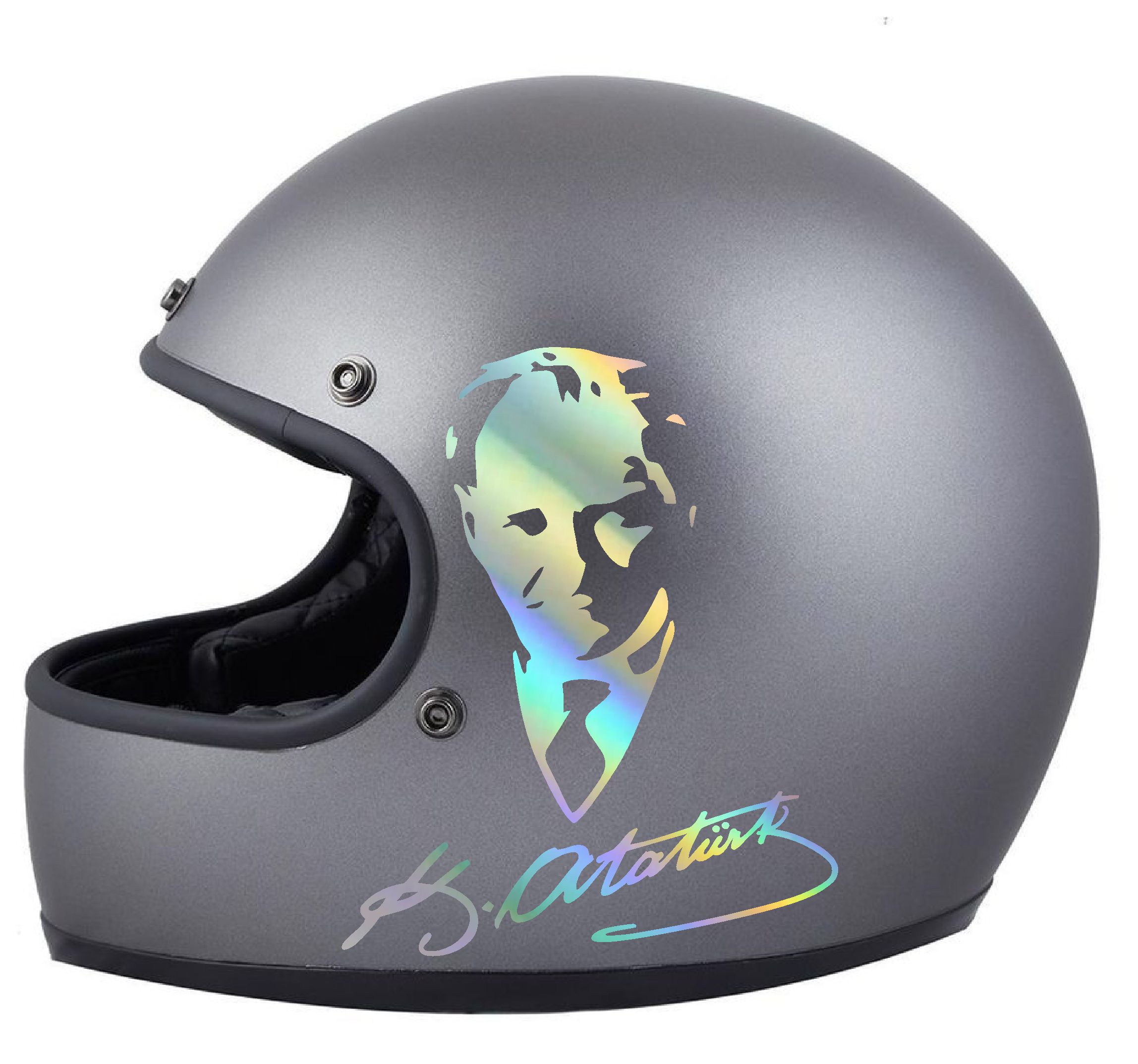 Atatürk İmza Ve Si̇lüet Sti̇cker - Gazi̇ Mustafa Kemal - Atatürk - Araba Oto Motosi̇klet Araç Karavan Sti̇cker 00565 15X11 Cm 