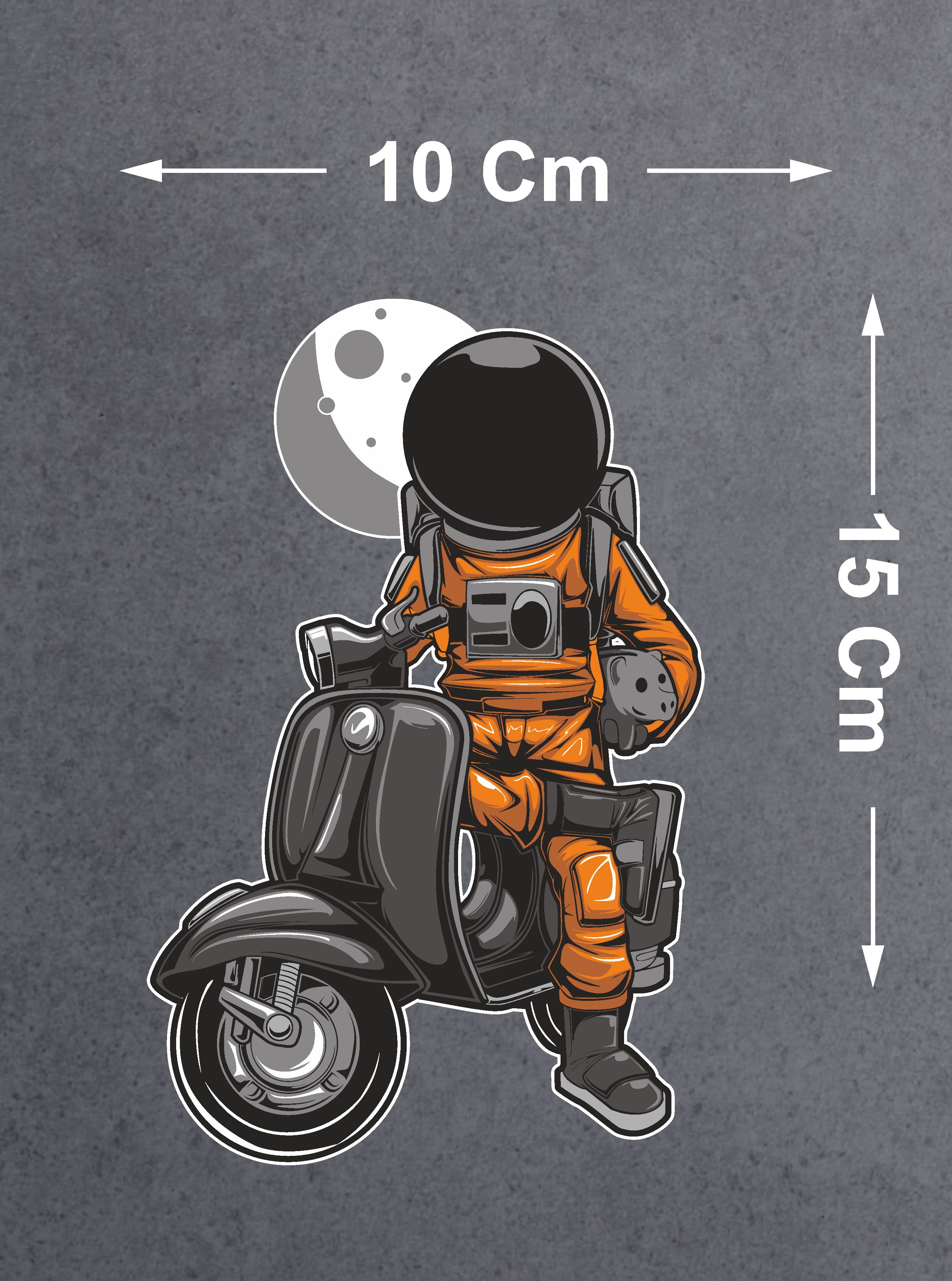 Astronot Uzay Sti̇cker - Araba Oto Motosi̇klet Cam Sti̇cker - 00056 12X8 Cm 