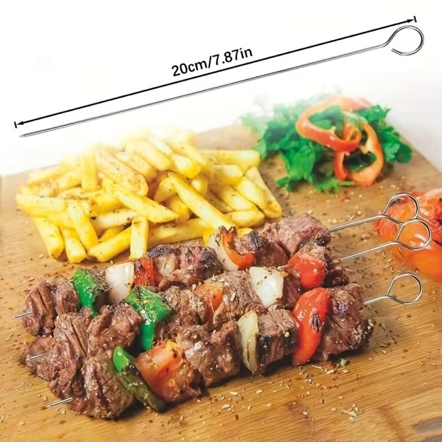 Evimdeyokyok 10 Adet Paslanmaz Çelik Mangal Şişi Seti – 20 Cm Metal Çöp Şiş Ve Izgara Şişleri