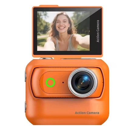 Evimdeyokyok 1080P Dijital Video Kamera (32Gb) Kart Dijital Vlog Fotoğraf Makinesi Türkçe Turuncu