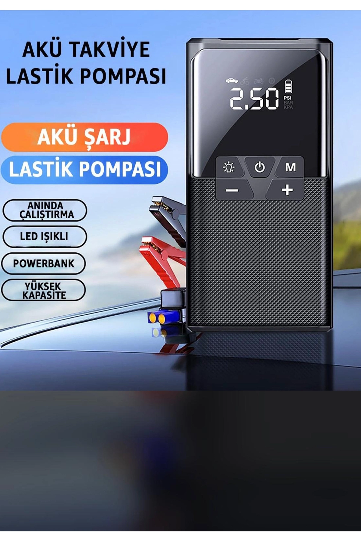 Evimdeyokyok 12000 Mah Akıllı Akü Takviye Ve Dijital Hava Pompası Akım Korumalı