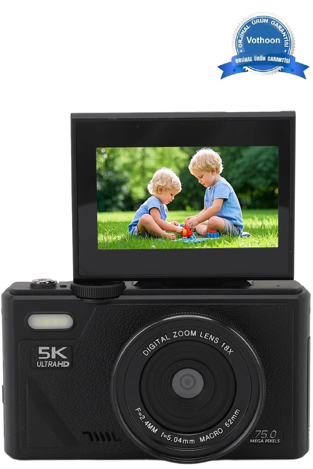 Evimdeyokyok 5K 75Mp Hd Dijital Kamera 18X Dijital Zoom, Flaşlı,3.0 İnç Ekranlı Fotoğraf Makinesi