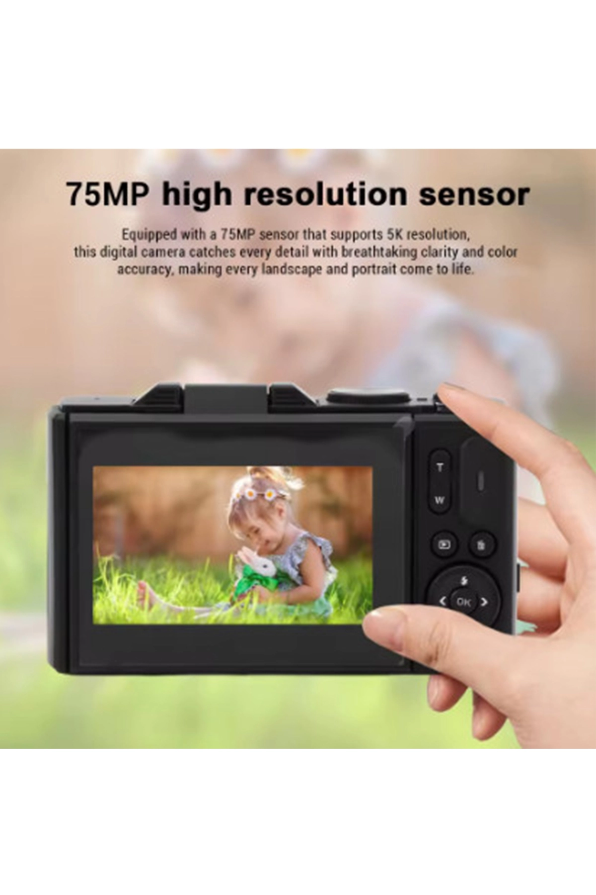 Evimdeyokyok 5K 75Mp Hd Dijital Kamera 18X Dijital Zoom, Flaşlı,3.0 İnç Ekranlı Fotoğraf Makinesi