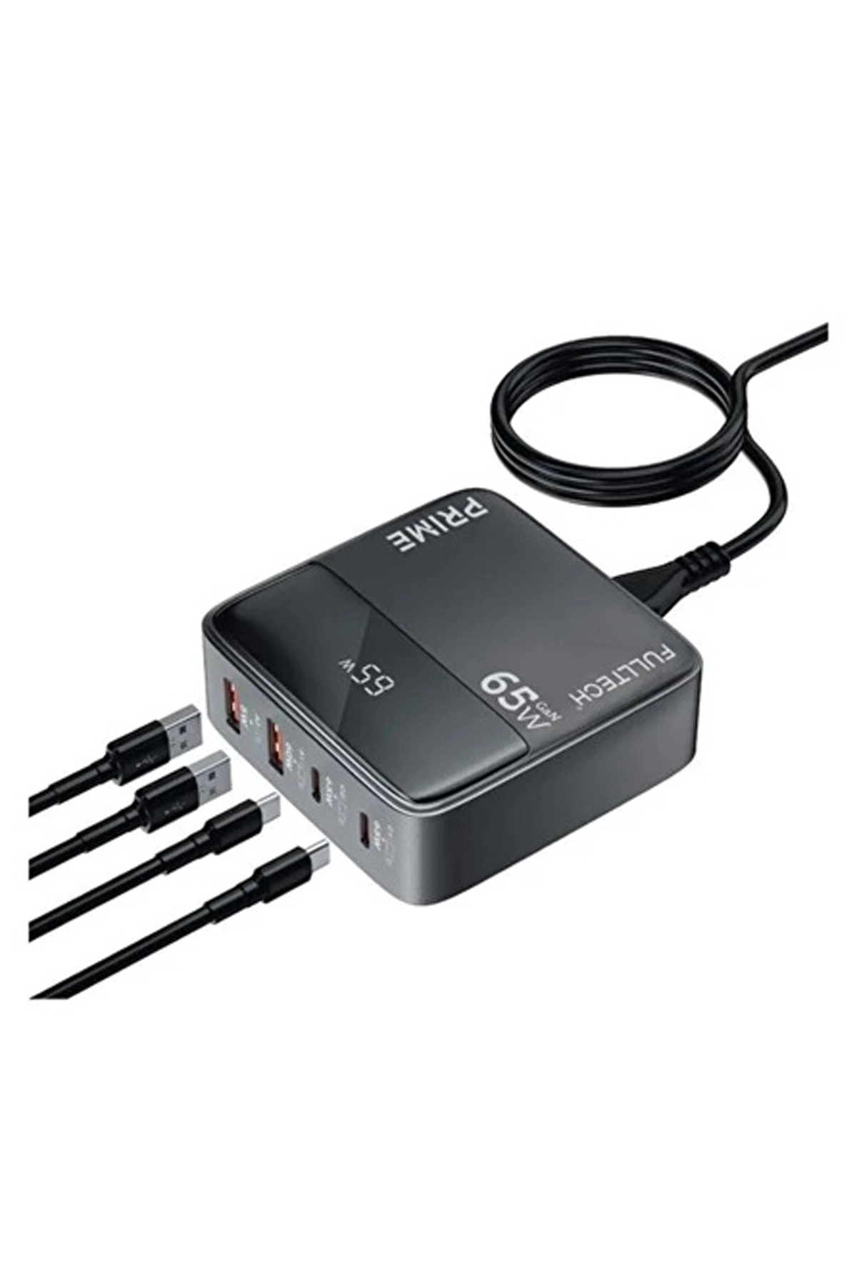 Evimdeyokyok 65W Masaüstü 4 Portlu Hızlı Şarj Cihazı İstasyonu 2Xusb-A, 2Xtype-C Giriş,1,5 Mt. Kablo