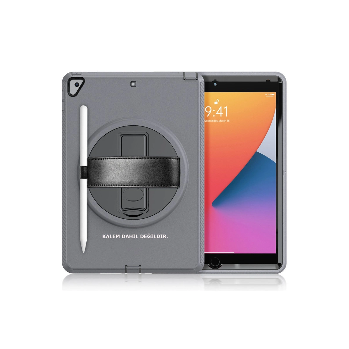 Evimdeyokyok Apple İpad 10.2 (7.Nesil) Kılıf Hand Strap Tablet Kılıfı - Gri