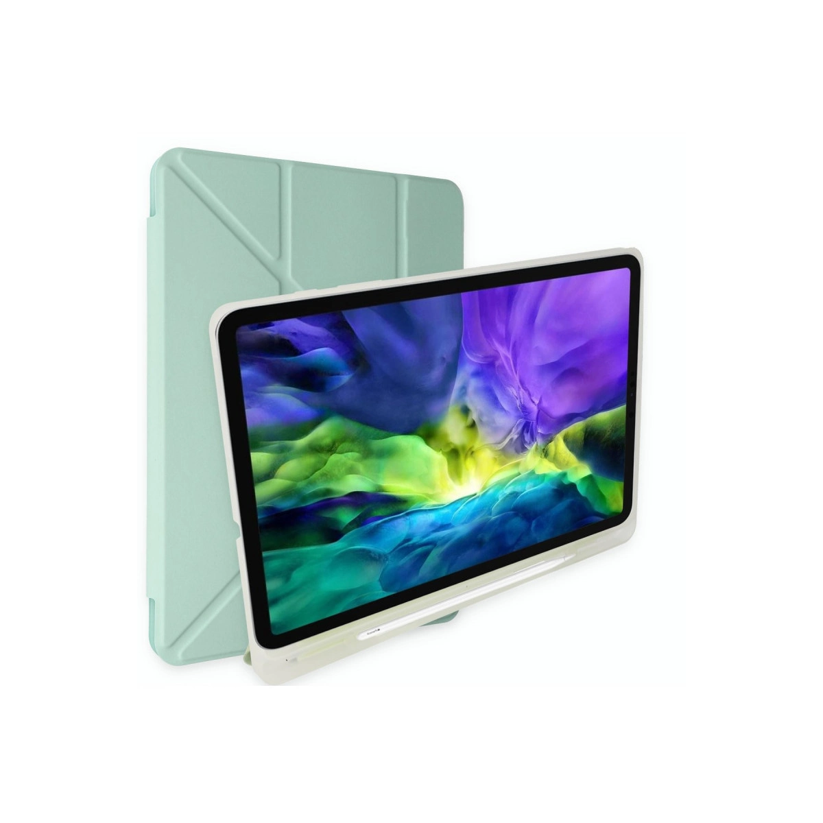 Evimdeyokyok Apple İpad 10.2 (8.Nesil) Kılıf Kalemlikli Mars Tablet Kılıfı - Açık Yeşil