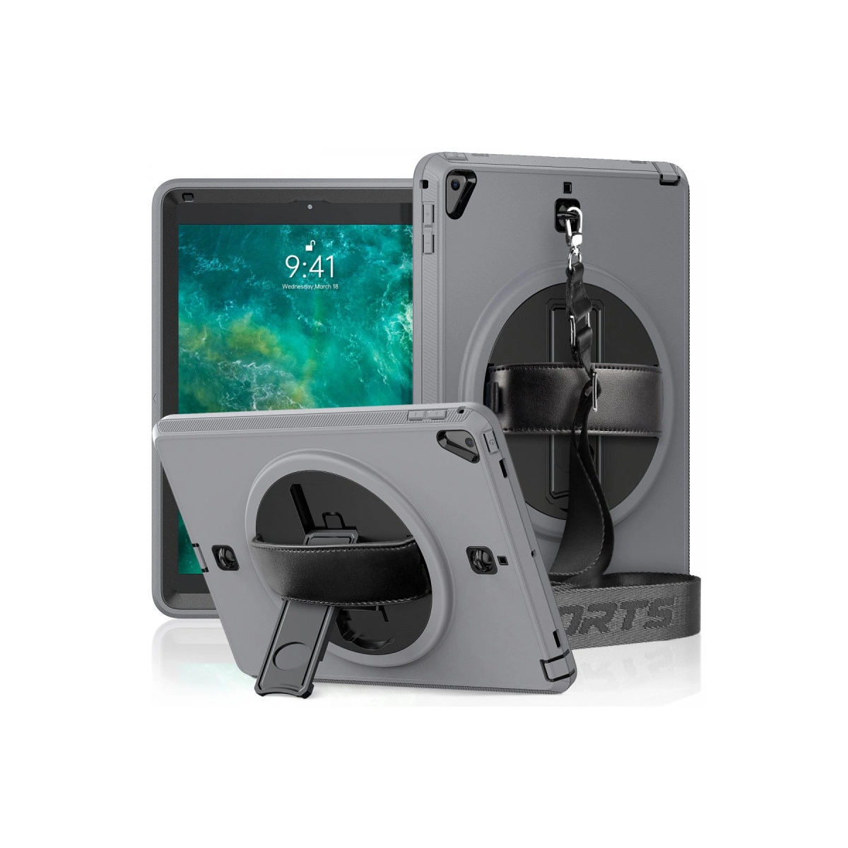 Evimdeyokyok Apple İpad 5 Air 9.7 Kılıf Strap-C Otterbox Tablet Kapak - Gri