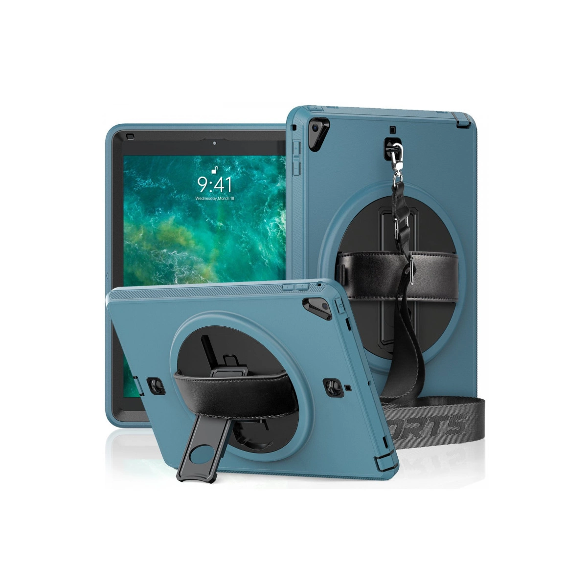 Evimdeyokyok Apple İpad 5 Air 9.7 Kılıf Strap-C Otterbox Tablet Kapak - Mavi