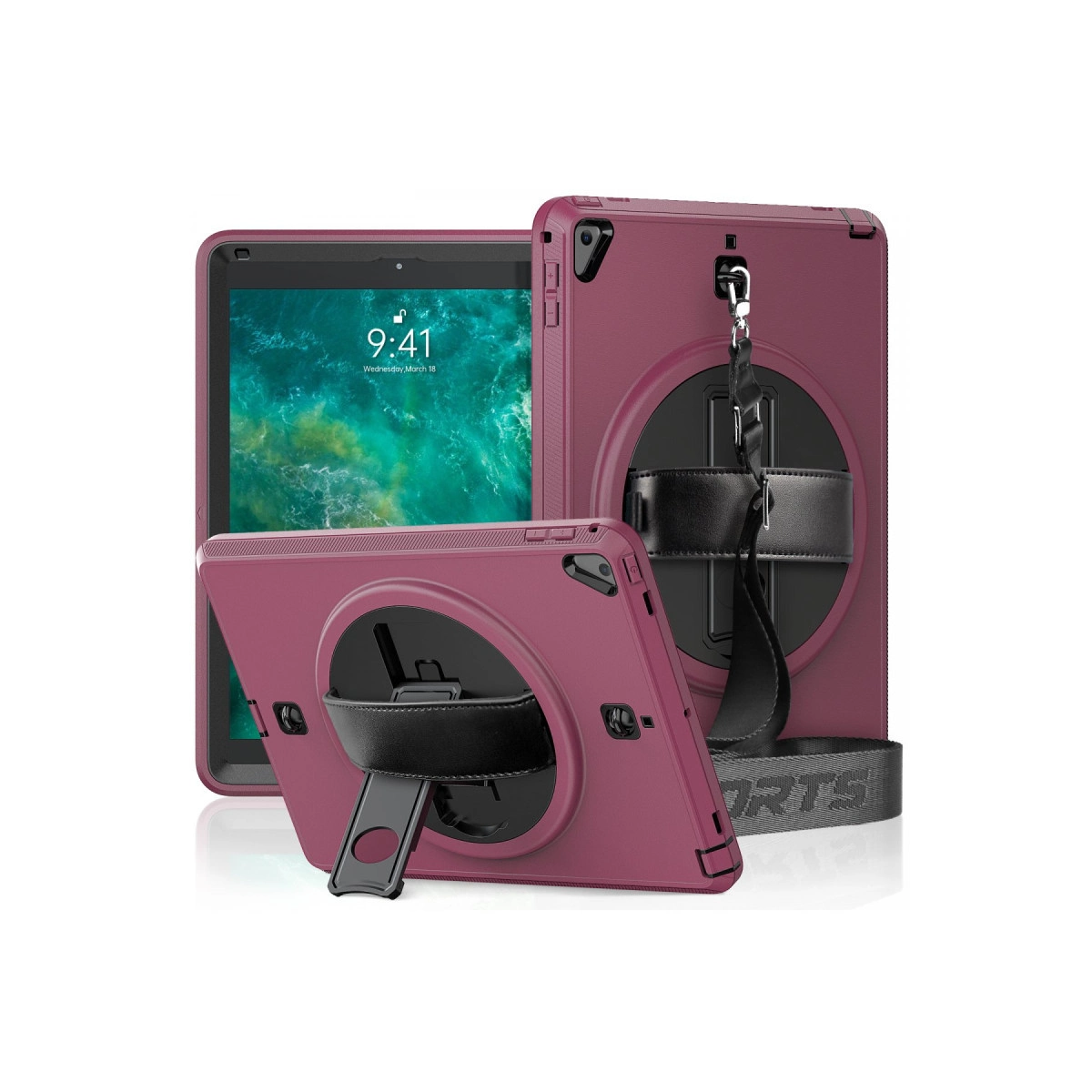 Evimdeyokyok Apple İpad 5 Air 9.7 Kılıf Strap-C Otterbox Tablet Kapak - Mürdüm