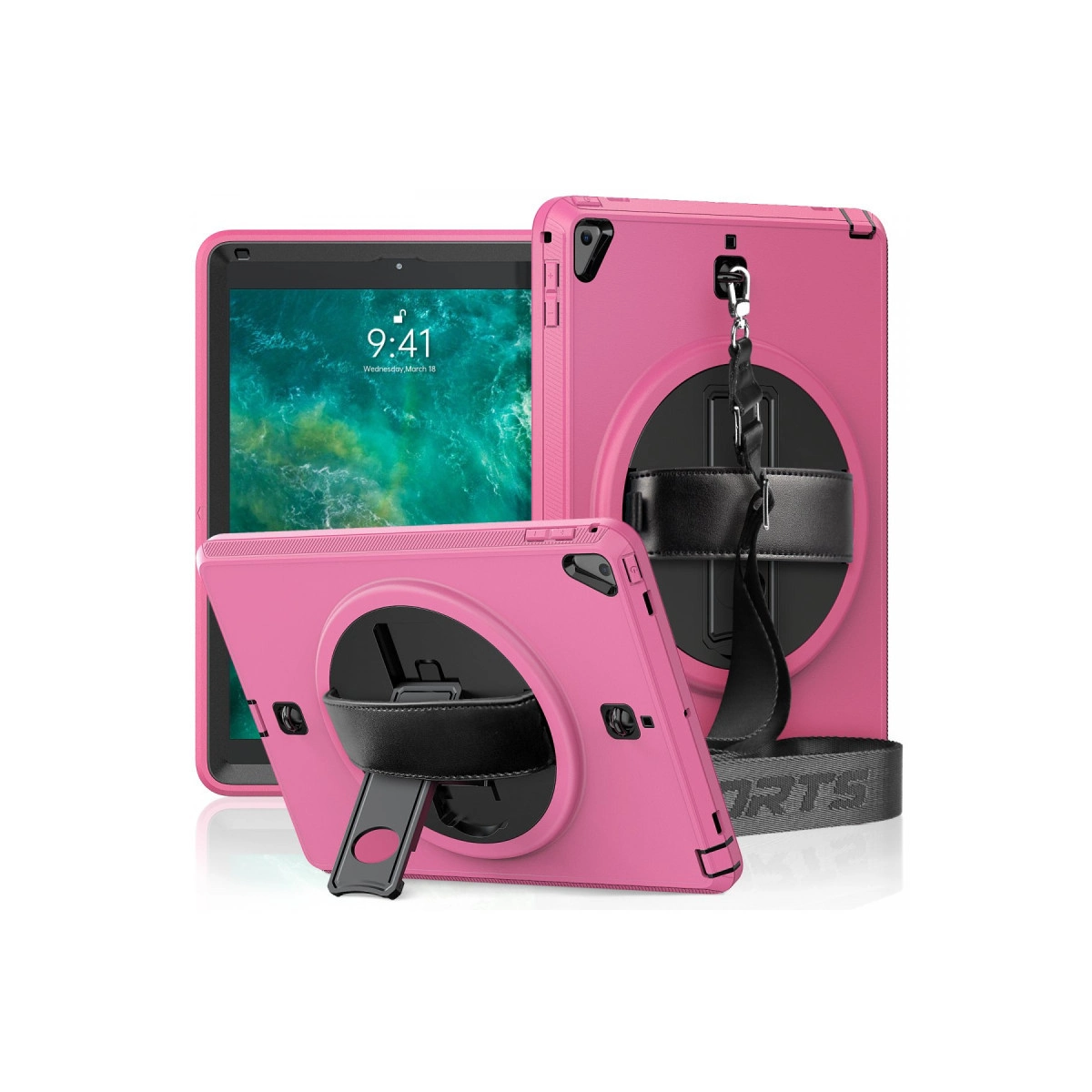 Evimdeyokyok Apple İpad 5 Air 9.7 Kılıf Strap-C Otterbox Tablet Kapak - Pembe