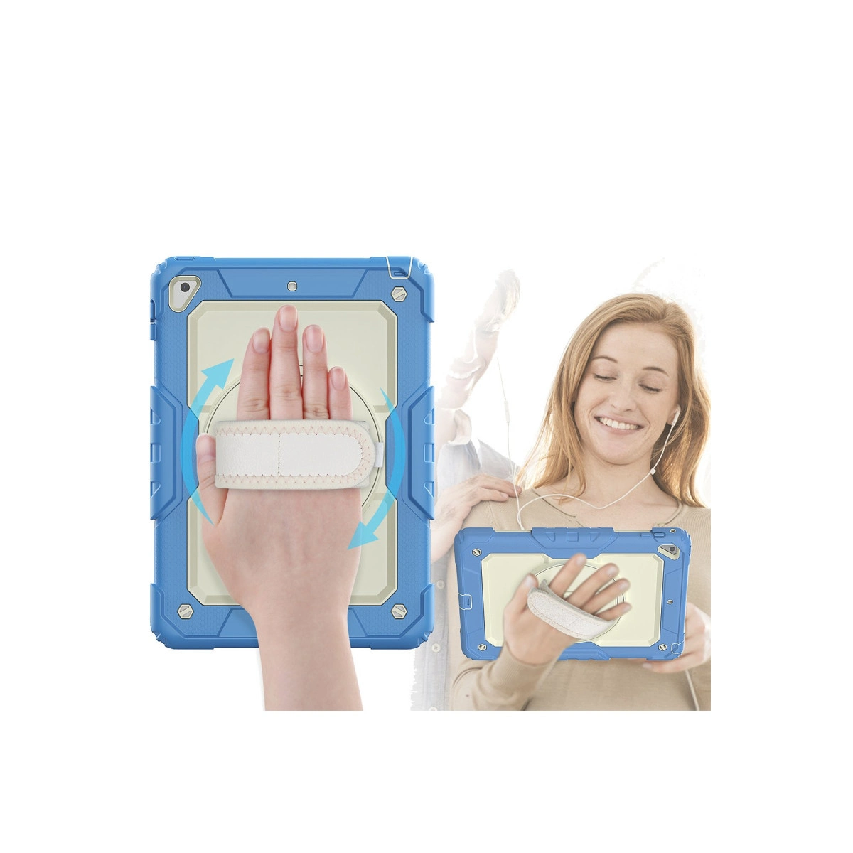 Evimdeyokyok Apple İpad 5 Air 9.7 Kılıf Strap New Tablet Kapak - Mavi