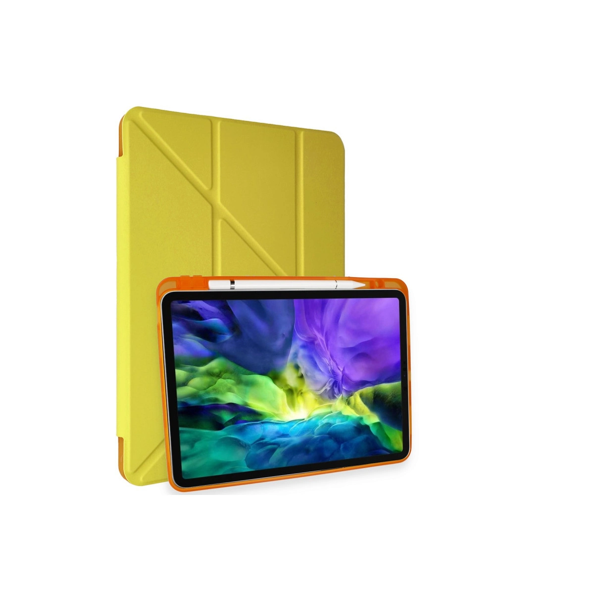 Evimdeyokyok Apple İpad Pro 11 (2018) Kılıf Kalemlikli Mars Tablet Kılıfı - Açık Sarı