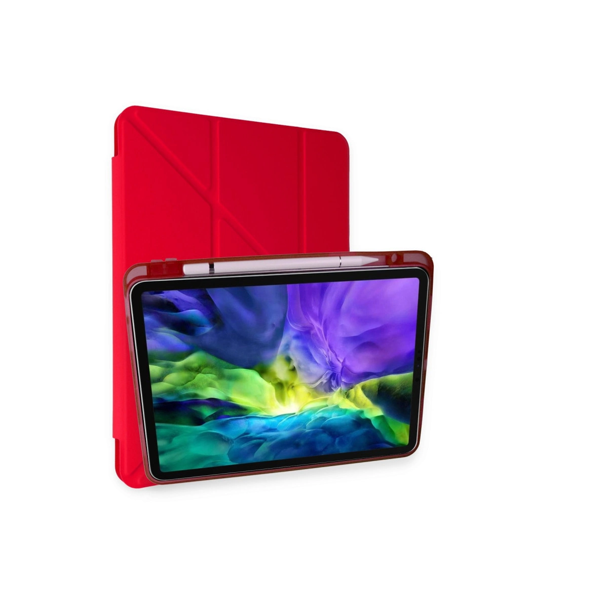 Evimdeyokyok Apple İpad Pro 11 (2018) Kılıf Kalemlikli Mars Tablet Kılıfı - Kırmızı