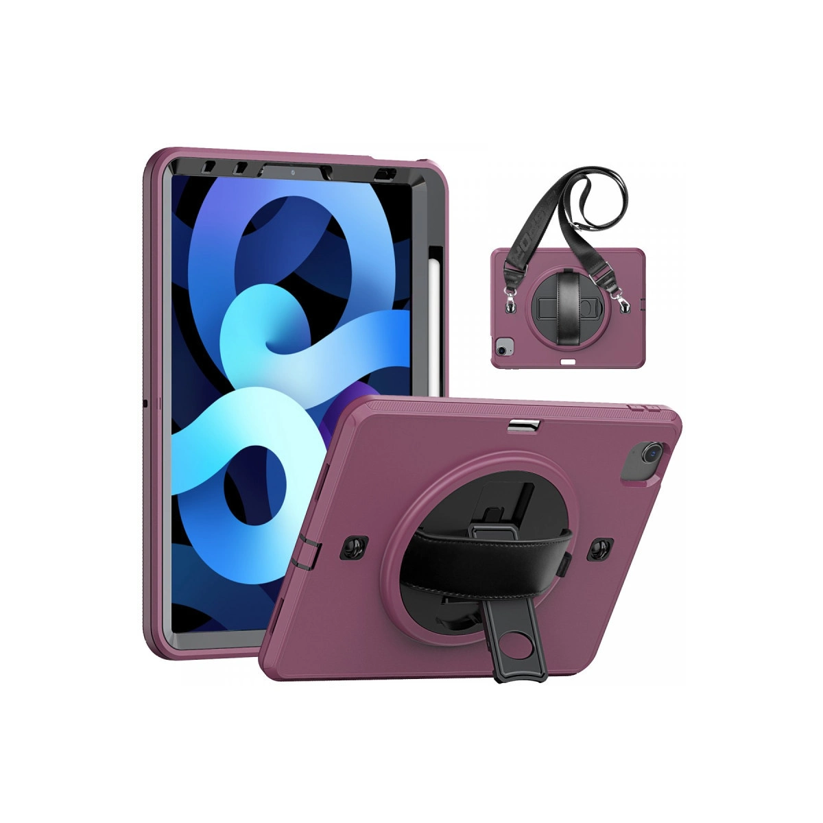 Evimdeyokyok Apple İpad Pro 11 (2020) Kılıf Strap-C Otterbox Tablet Kapak - Mürdüm