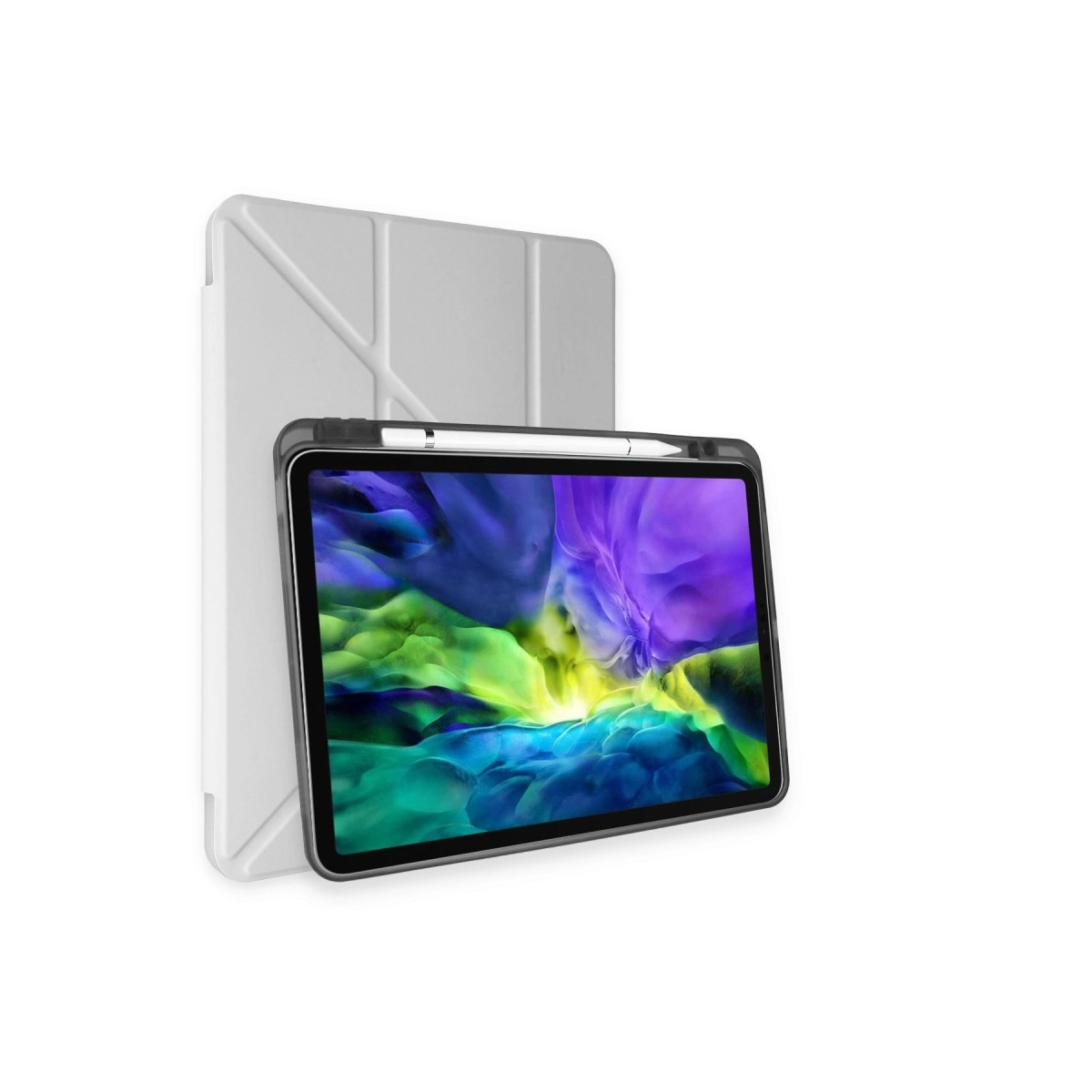 Evimdeyokyok Apple İpad Pro 11 (2024) Kılıf Kalemlikli Mars Tablet Kılıfı - Gri