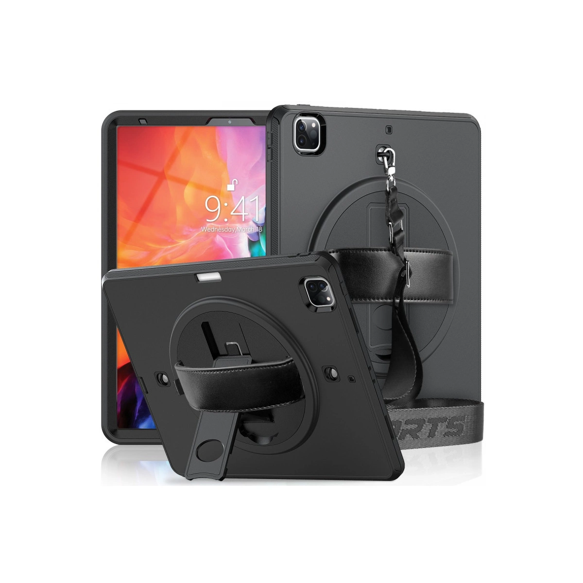 Evimdeyokyok Apple İpad Pro 12.9 (2021) Kılıf Strap-C Otterbox Tablet Kapak - Siyah