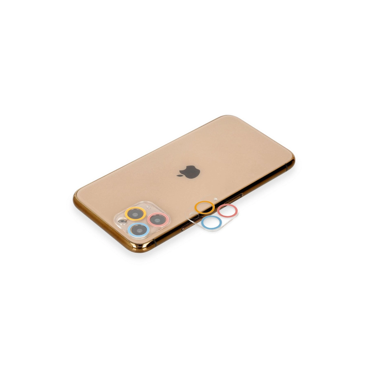 Evimdeyokyok Apple İphone 11 Pro Max Renkli Kamera Lens Koruma Cam - Pembe-Mavi