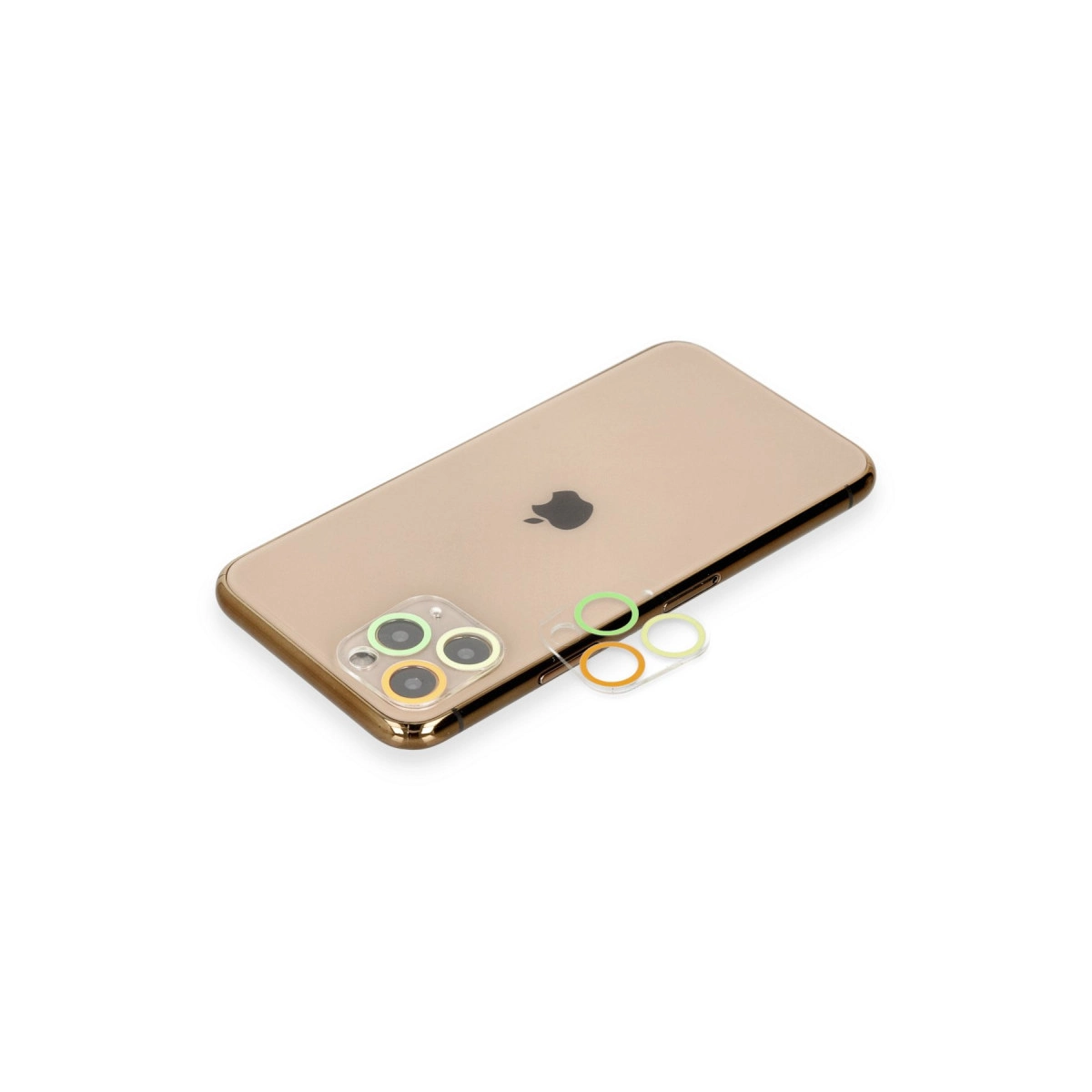Evimdeyokyok Apple İphone 11 Pro Max Renkli Kamera Lens Koruma Cam - Sarı-Turuncu