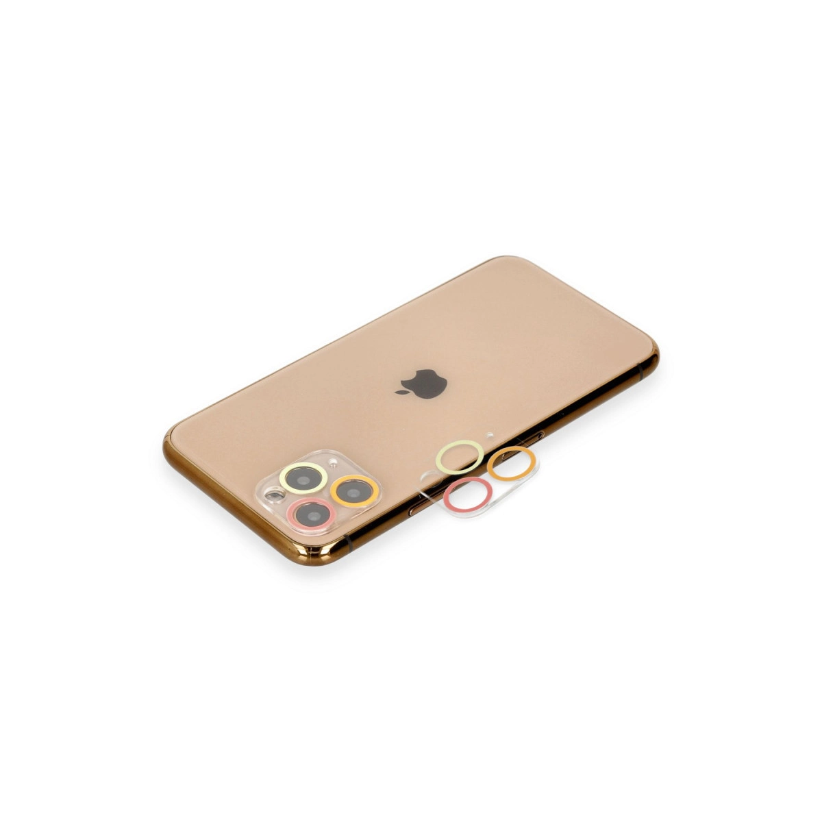 Evimdeyokyok Apple İphone 11 Pro Renkli Kamera Lens Koruma Cam - Turuncu-Kırmızı