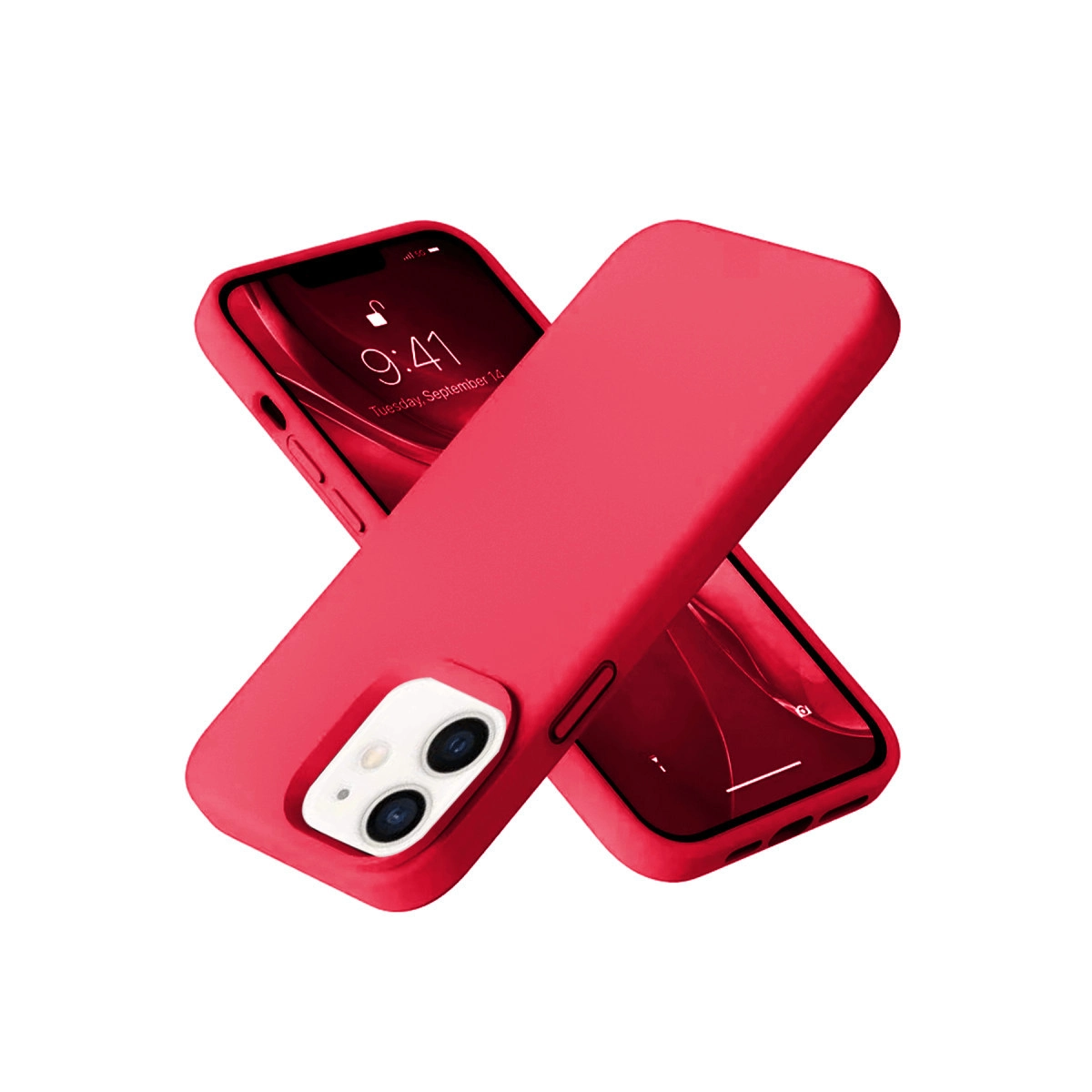 Evimdeyokyok Apple İphone 12 Kılıf Nano İçi Kadife Silikon - Kırmızı
