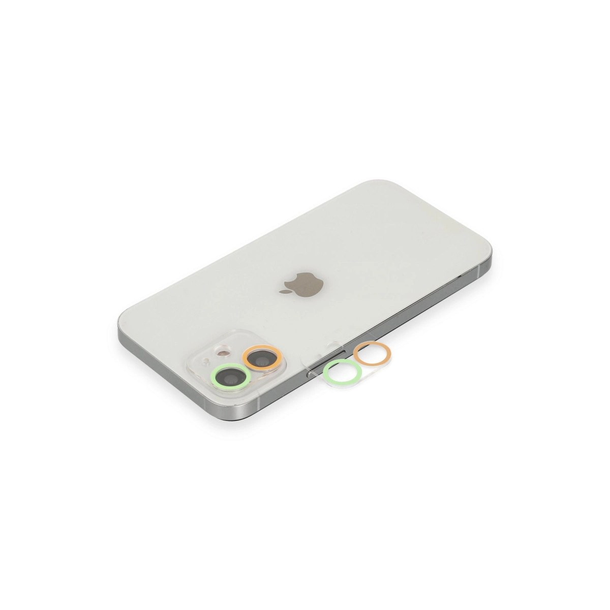 Evimdeyokyok Apple İphone 12 Mini Renkli Kamera Lens Koruma Cam - Turuncu-Yeşil