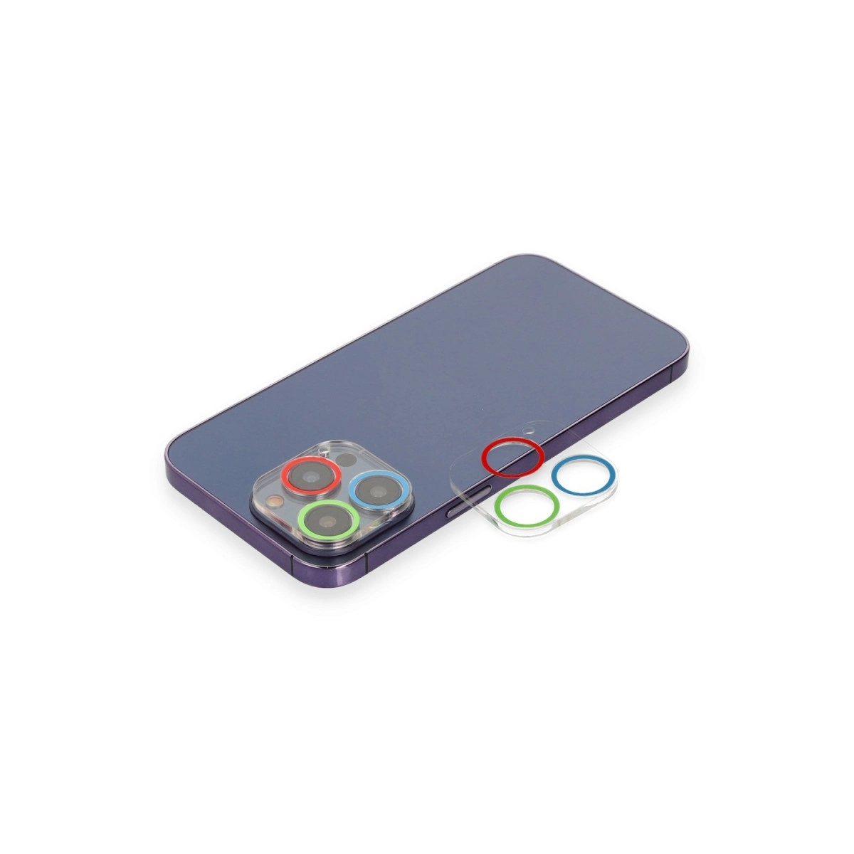 Evimdeyokyok Apple İphone 12 Pro Max Renkli Kamera Lens Koruma Cam - Mavi-Yeşil