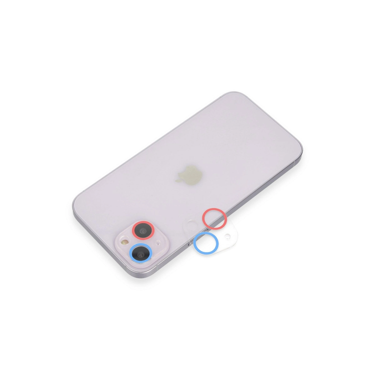 Evimdeyokyok Apple İphone 13 Mini Renkli Kamera Lens Koruma Cam - Pembe-Mavi