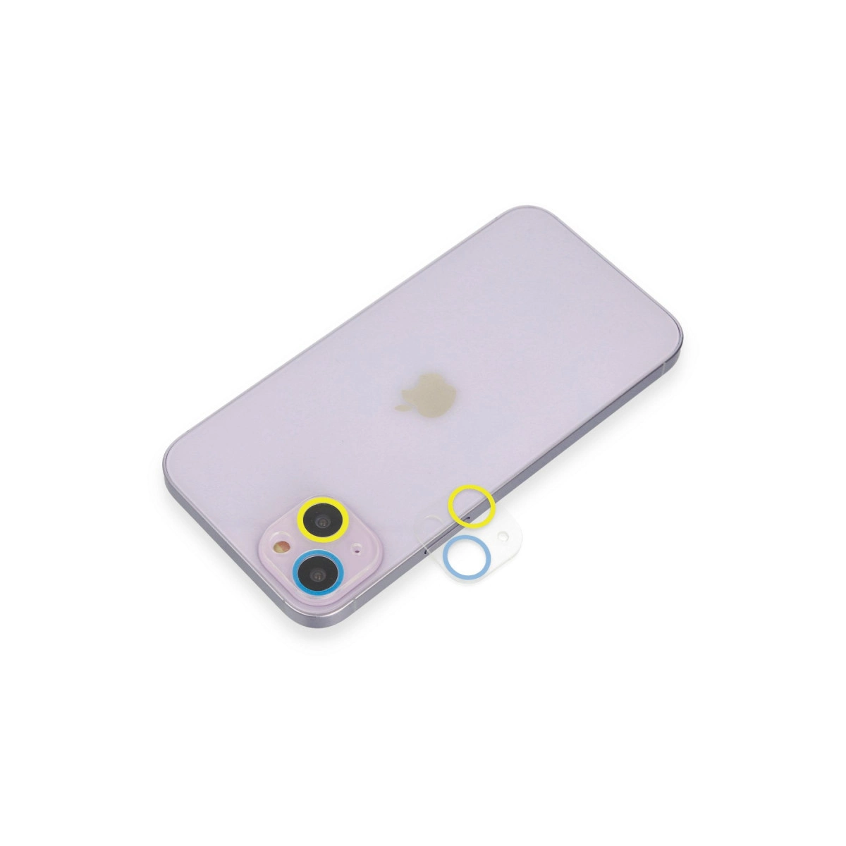 Evimdeyokyok Apple İphone 13 Mini Renkli Kamera Lens Koruma Cam - Sarı-Mavi