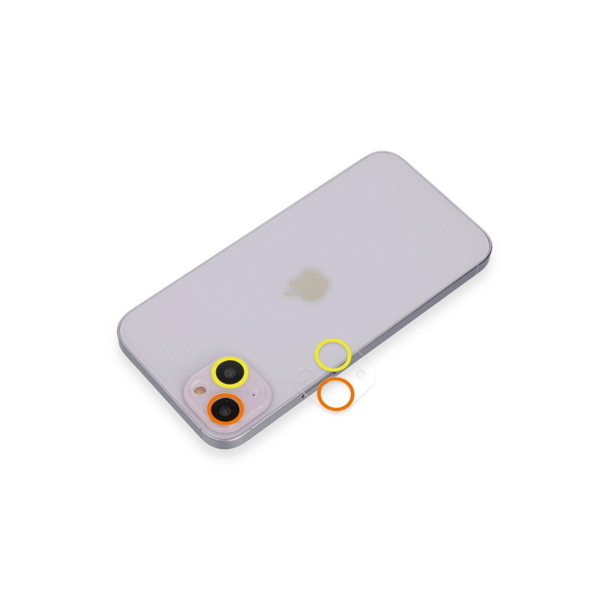 Evimdeyokyok Apple İphone 13 Mini Renkli Kamera Lens Koruma Cam - Sarı-Turuncu