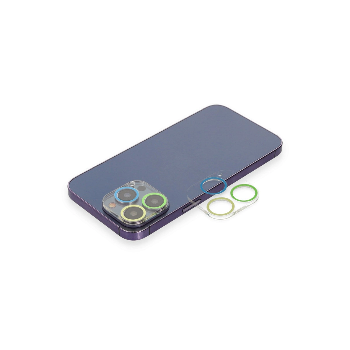 Evimdeyokyok Apple İphone 13 Pro Max Renkli Kamera Lens Koruma Cam - Yeşil-Sarı
