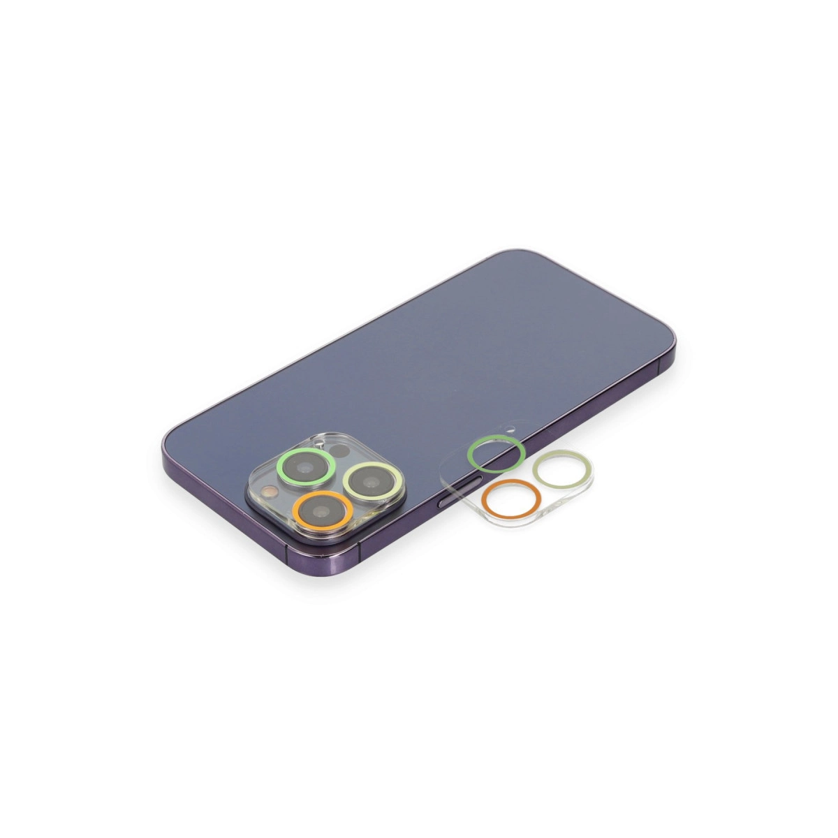 Evimdeyokyok Apple İphone 13 Pro Renkli Kamera Lens Koruma Cam - Sarı-Turuncu