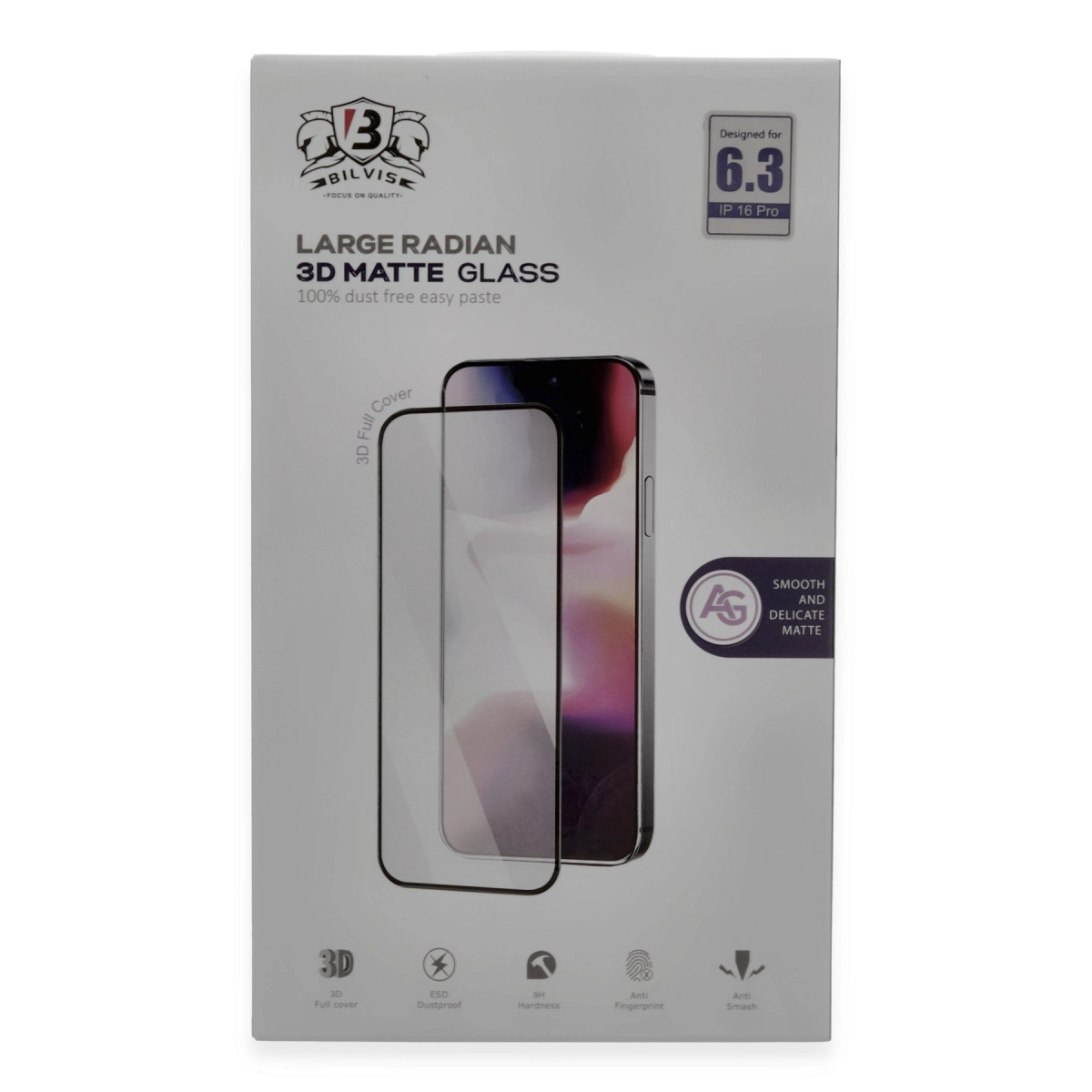 Evimdeyokyok Apple İphone 16 Pro Bilvis 3D Mat Cam Ekran Koruyucu