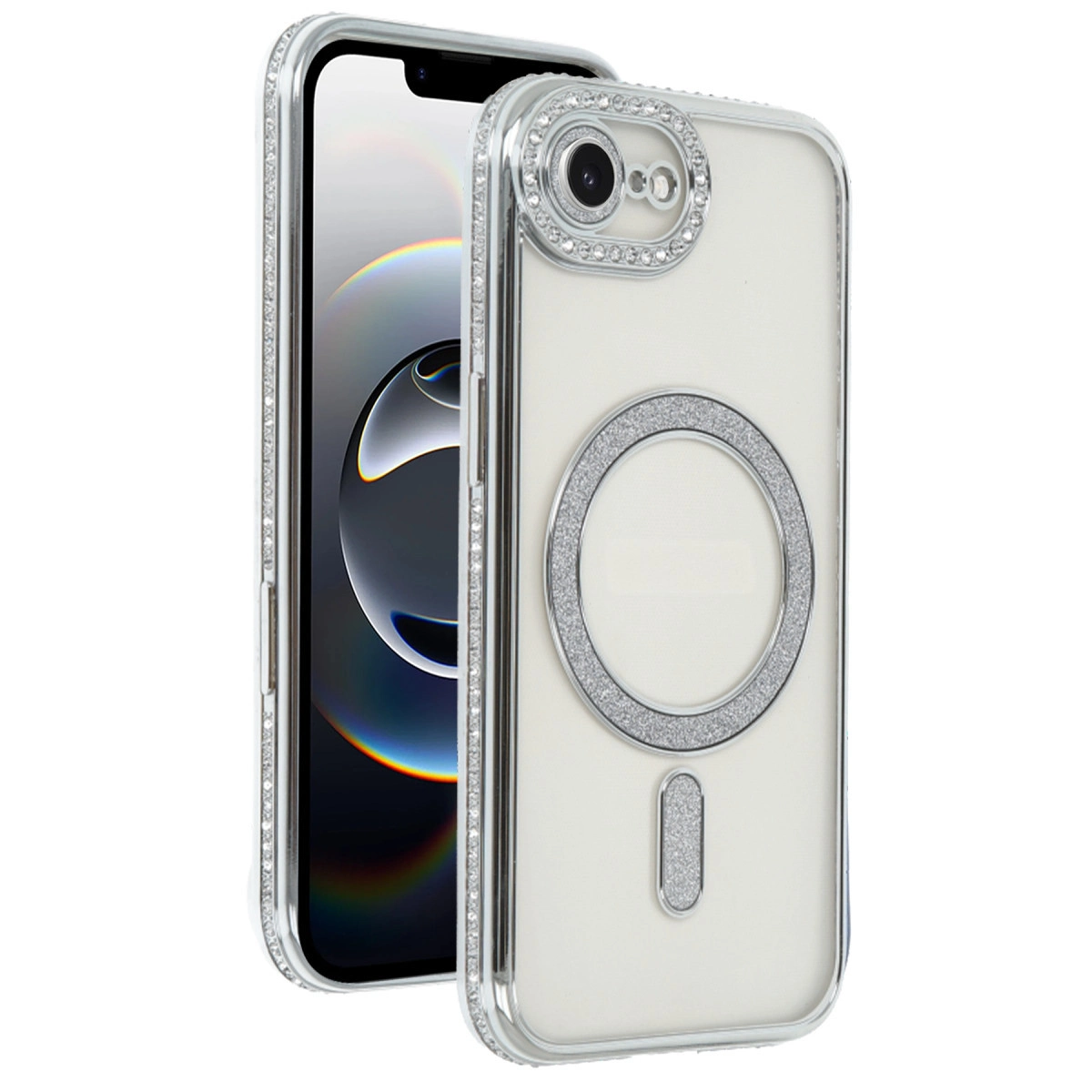 Evimdeyokyok Apple İphone 16E Joke Simli Magneticsafe Kılıf - Gümüş
