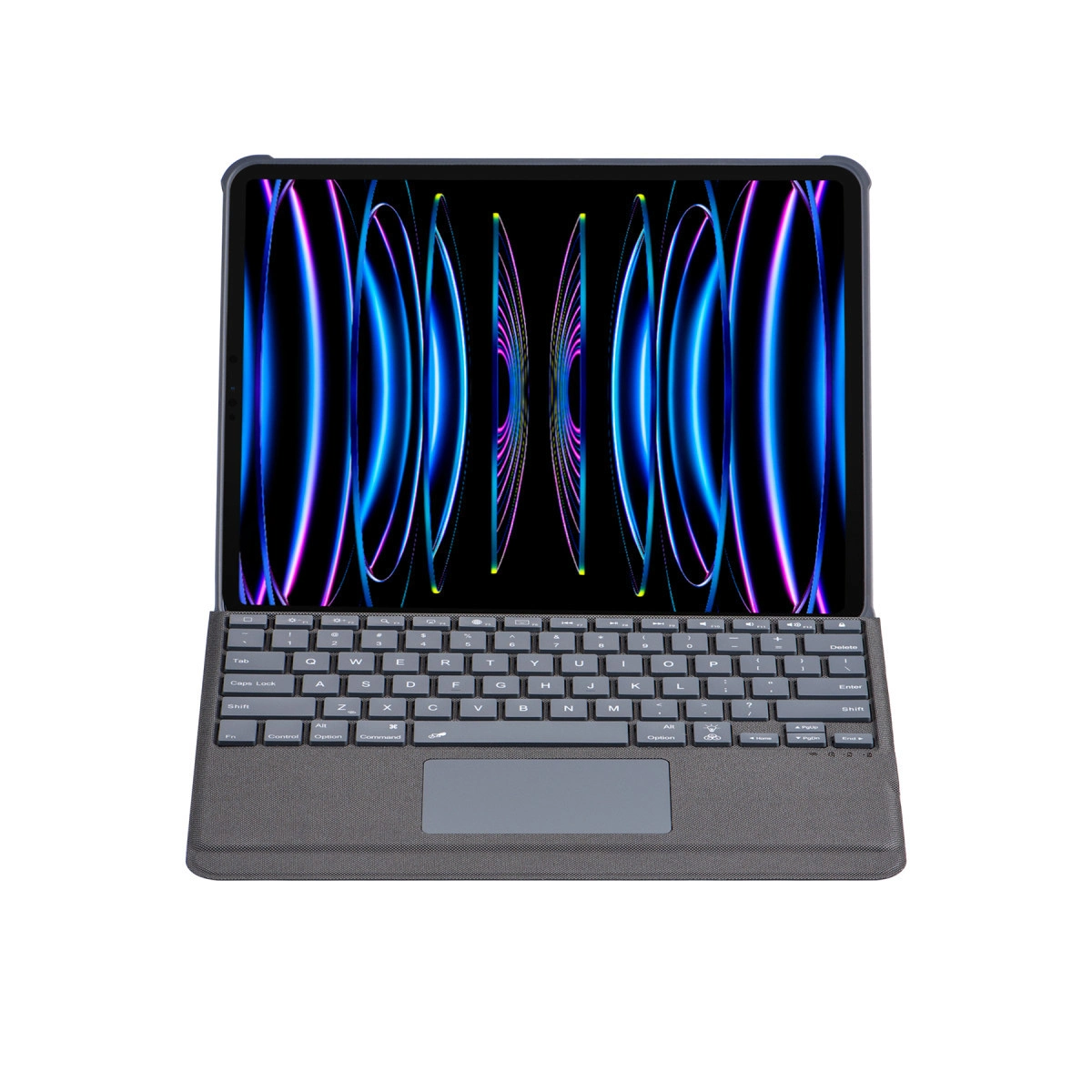 Evimdeyokyok Apple T5509D İpad Pro 12.9 (2022) Kılıf Palermo Ledli Klavyeli Standlı Tablet Kılıfı - Siyah
