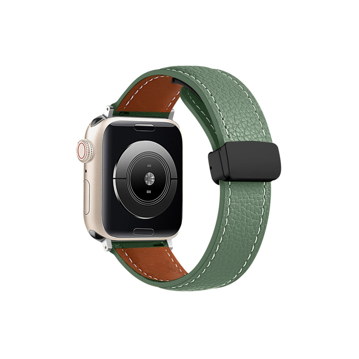 Evimdeyokyok Apple Watch 42Mm Kr414 Daks Deri Kordon (Saat Değildir) - Koyu Yeşil