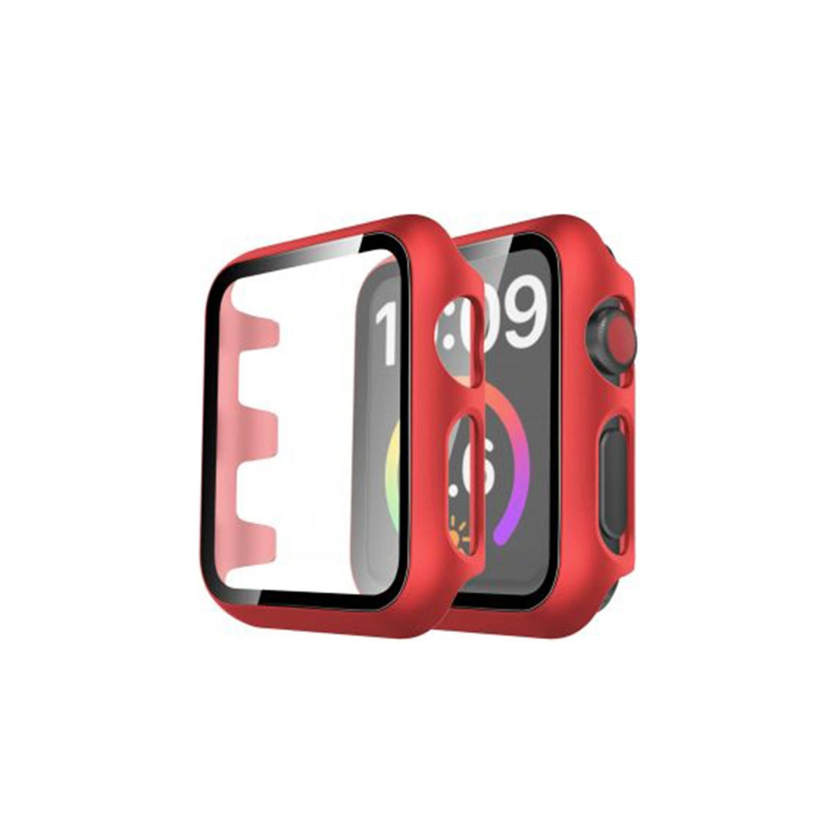 Evimdeyokyok Apple Watch 44Mm Camlı Kasa Ekran Koruyucu - Kırmızı