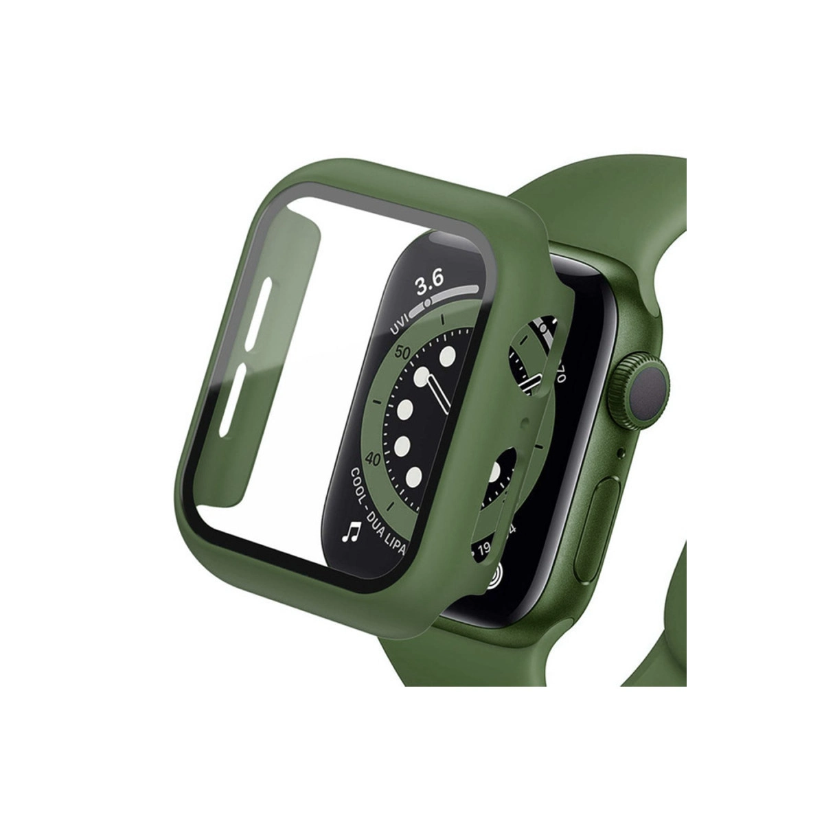 Evimdeyokyok Apple Watch Ultra 49Mm Camlı Kasa Ekran Koruyucu - Koyu Yeşil