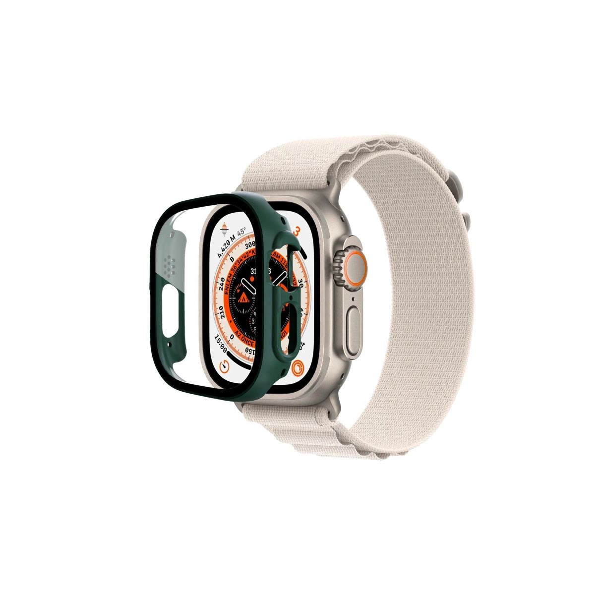 Evimdeyokyok Apple Watch Ultra 49Mm Desert Camlı Kasa Ekran Koruyucu - Koyu Yeşil