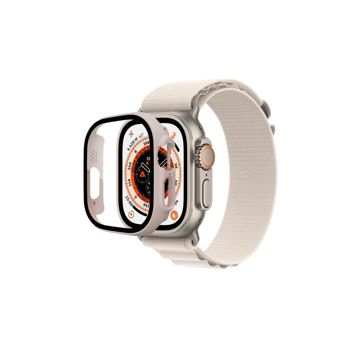 Evimdeyokyok Apple Watch Ultra 49Mm Desert Camlı Kasa Ekran Koruyucu - Metalik Gold