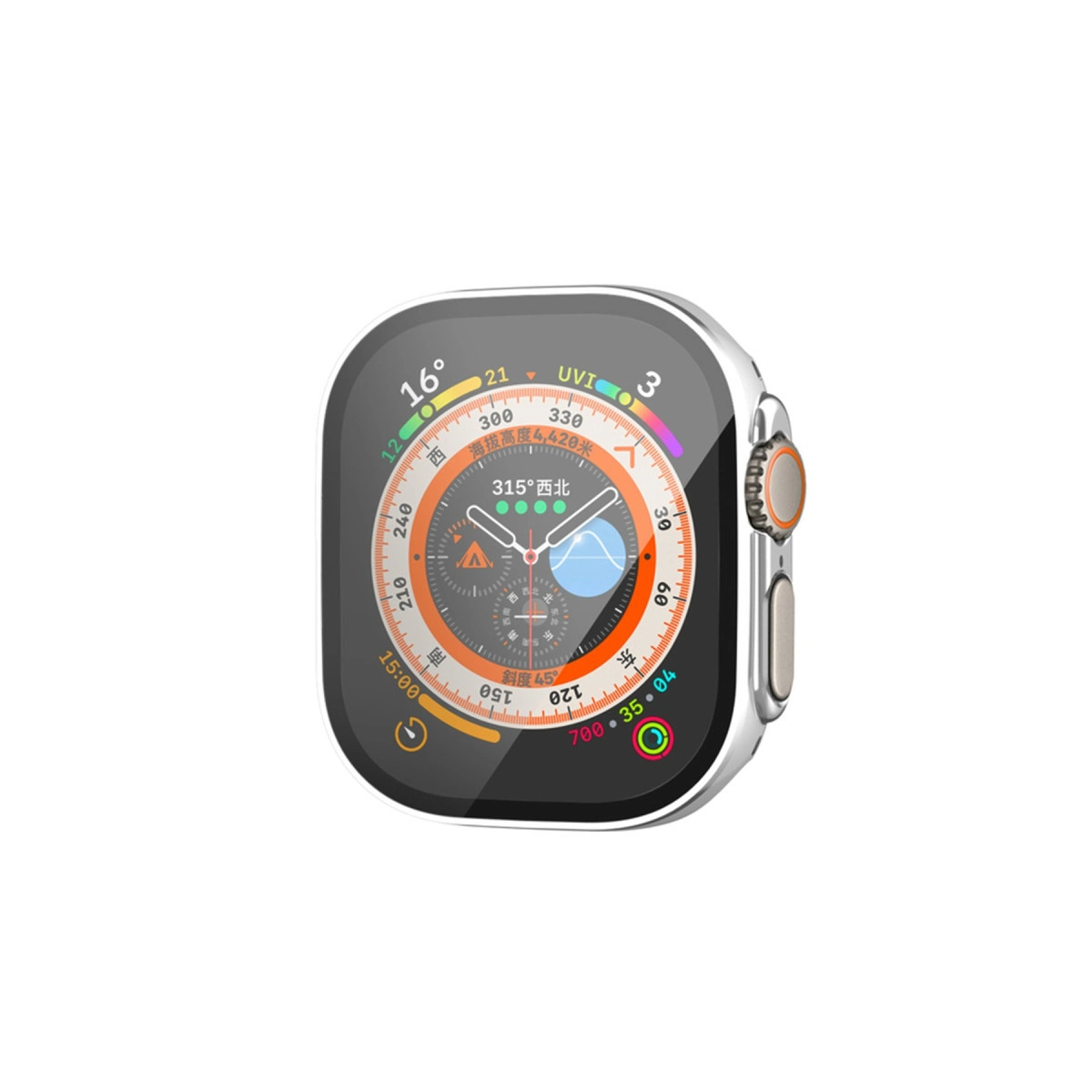 Evimdeyokyok Apple Watch Ultra 49Mm Legend Camlı Kasa Ekran Koruyucu - Gümüş