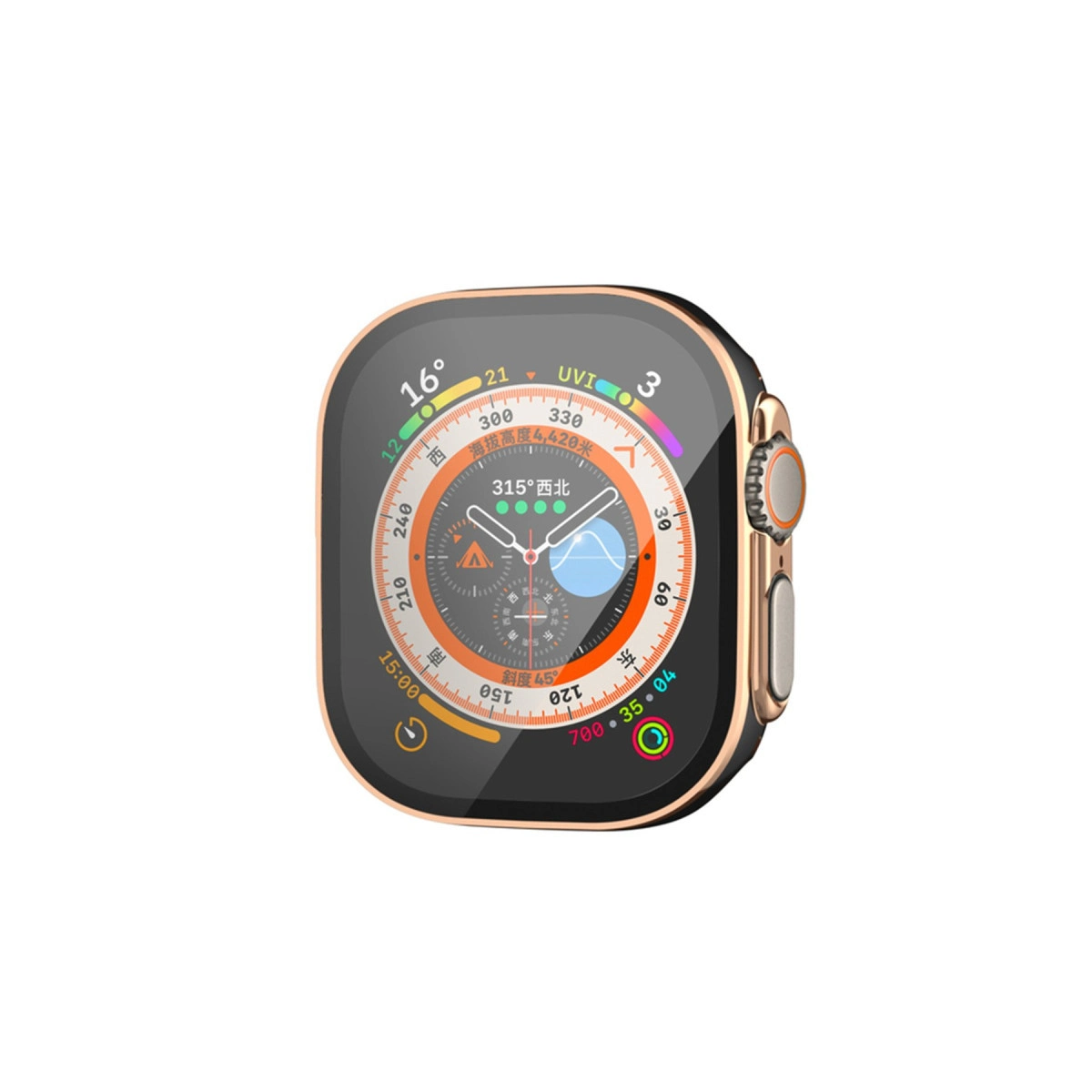 Evimdeyokyok Apple Watch Ultra 49Mm Legend Camlı Kasa Ekran Koruyucu - Siyah-Gold